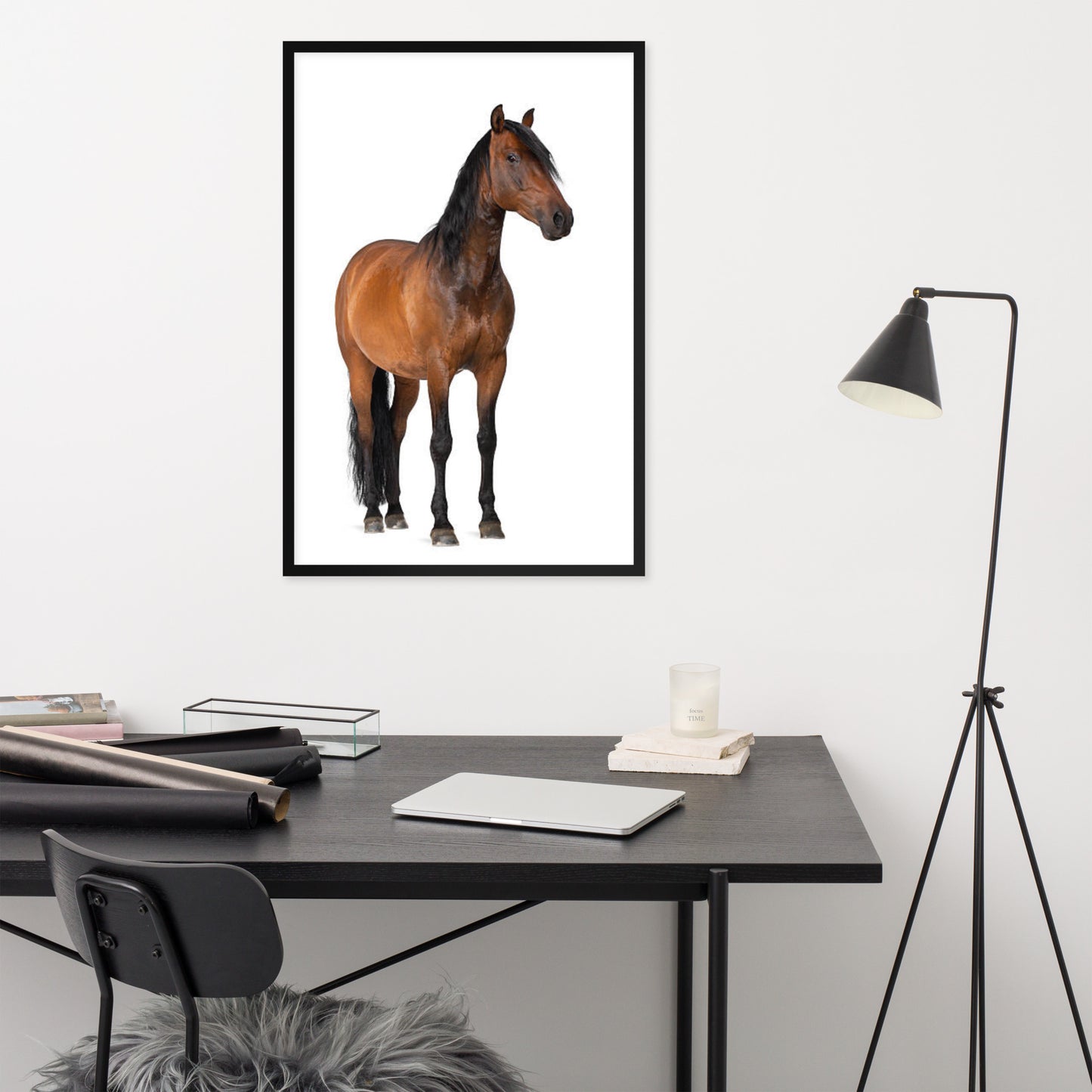 Framed Poster Horse Wall Art - Vertical Print (Glamourange 0024 Model)