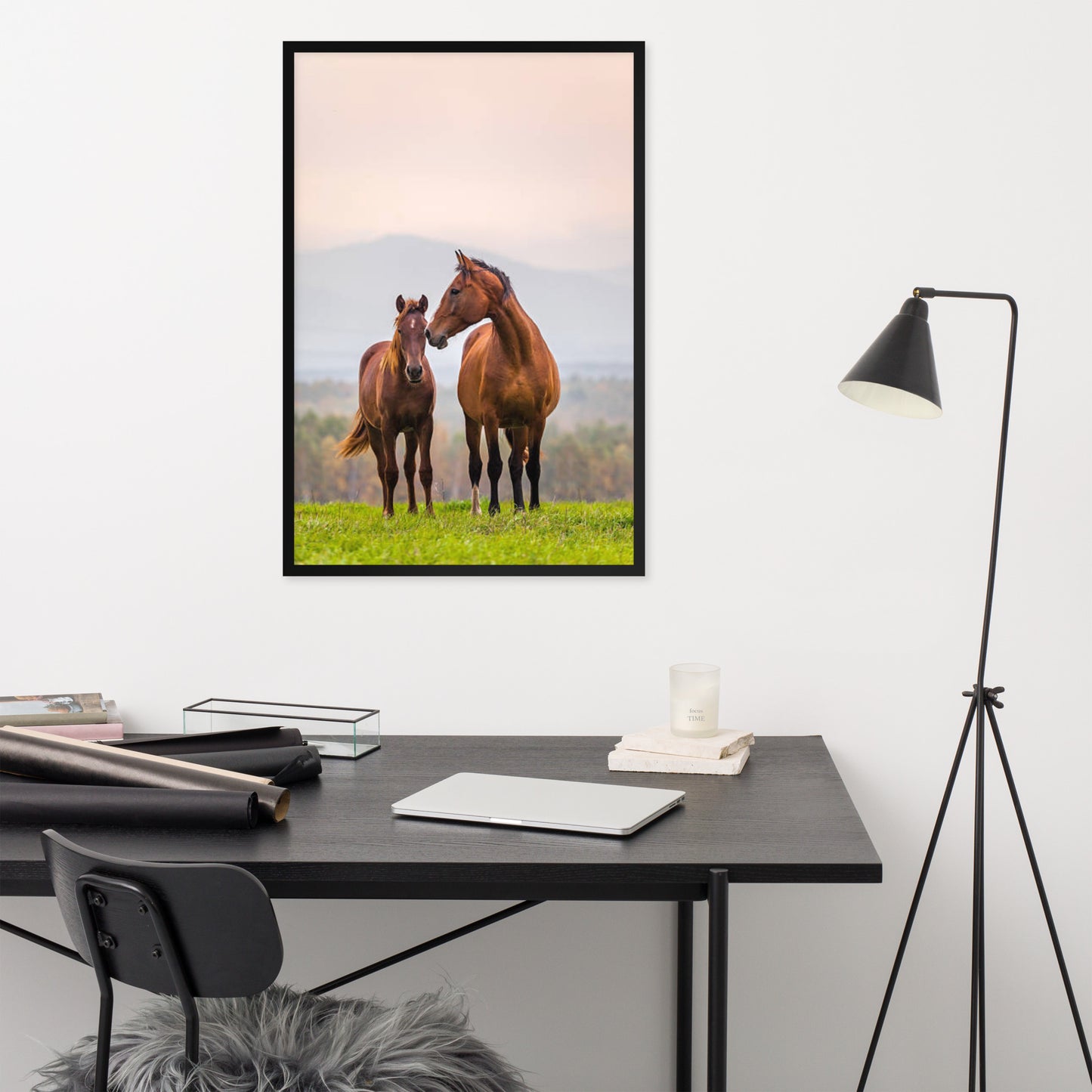 Framed Poster Horse Wall Art - Vertical Print (Glamourange 0027 Model)