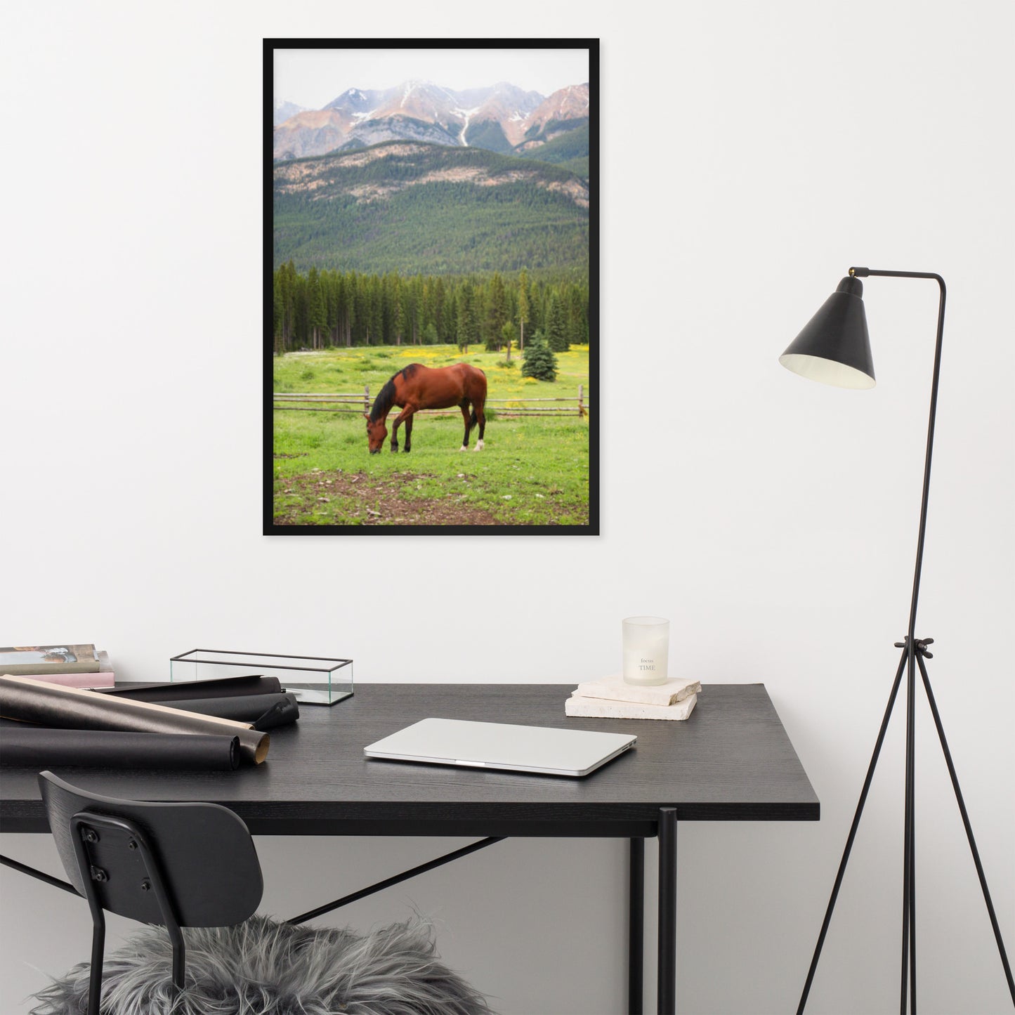 Framed Poster Horse Wall Art - Vertical Print (Glamourange 0030 Model)