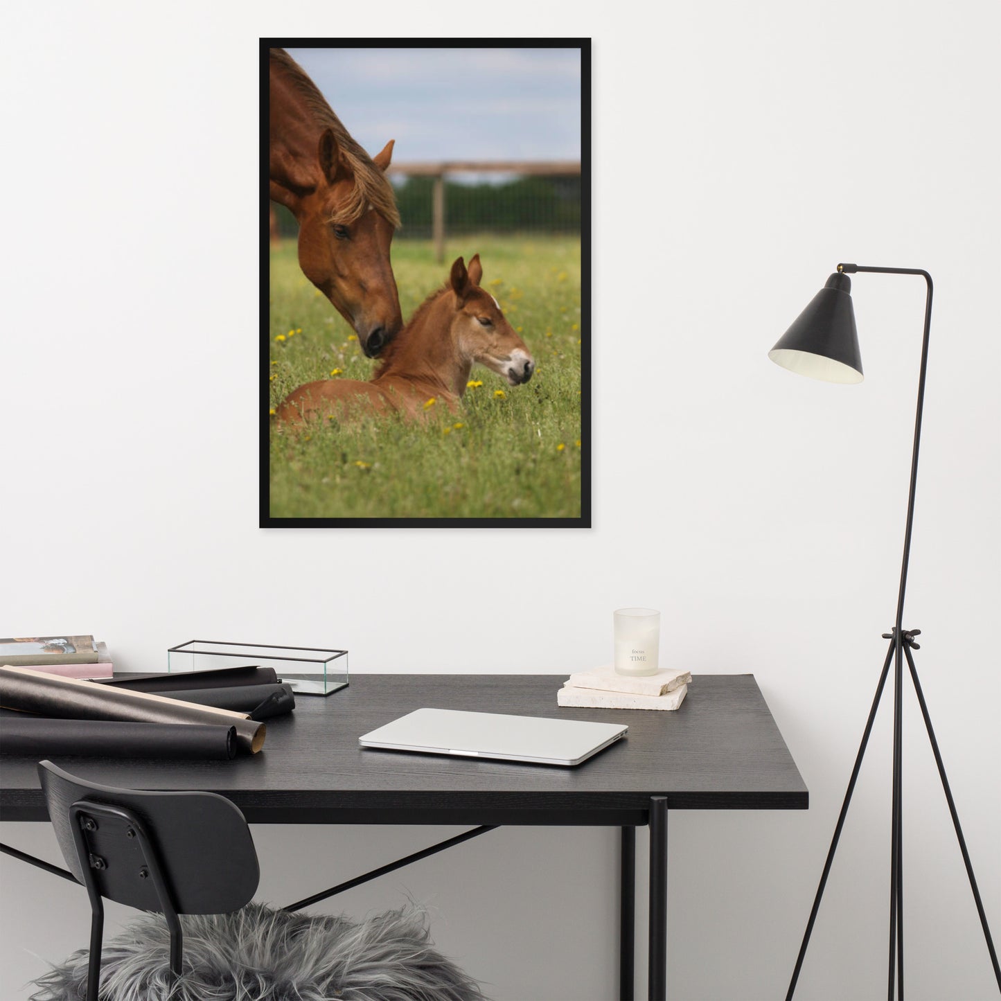 Framed Poster Horse Wall Art - Vertical Print (Glamourange 0032 Model)