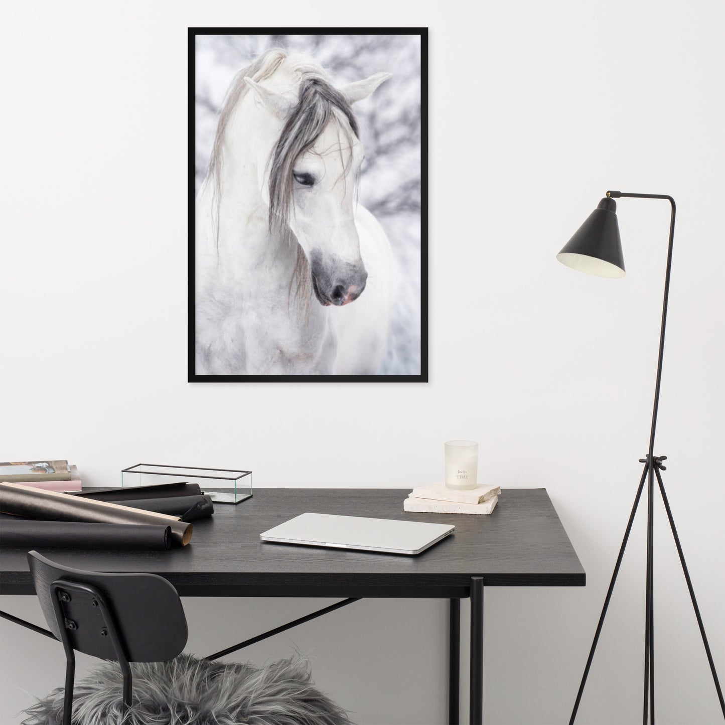 Framed Poster Horse Wall Art - Vertical Print (Glamourange 0036 Model)