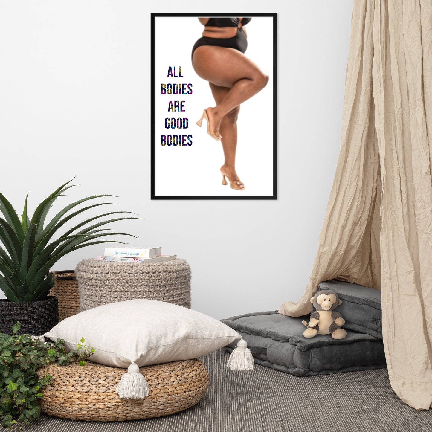 Body Positivity & Neutrality Framed Poster Wall Art (Vertical Model 004)