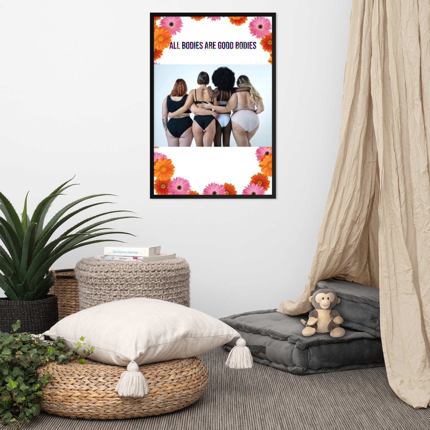 Body Positivity & Neutrality Framed Poster Wall Art (Vertical Model 008)