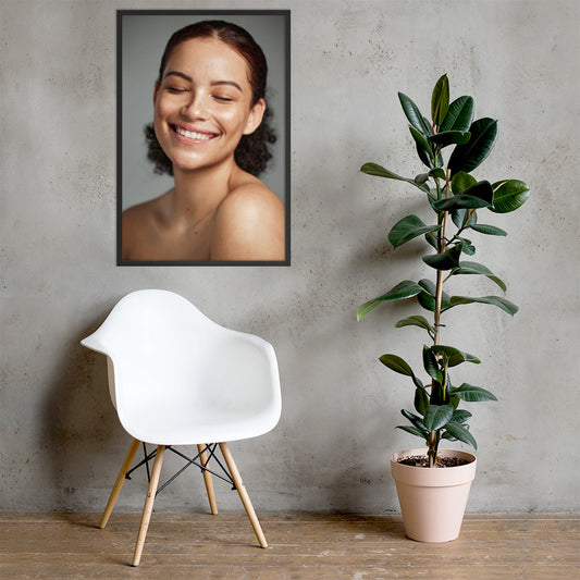 Framed Poster Wall Art Vertical: Priceless Smiles and Laughter (Print Model 002)