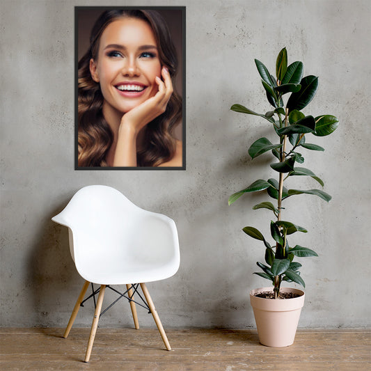 Framed Poster Wall Art Vertical: Priceless Smiles and Laughter (Print Model 009)