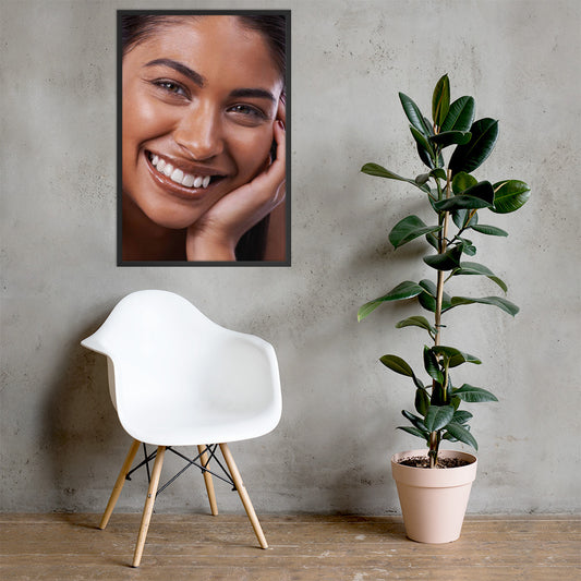 Framed Poster Wall Art Vertical: Priceless Smiles and Laughter (Print Model 0013)