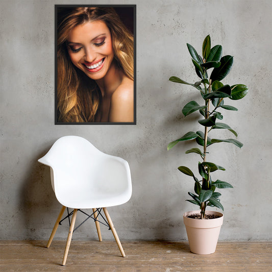 Framed Poster Wall Art Vertical: Priceless Smiles and Laughter (Print Model 0016)