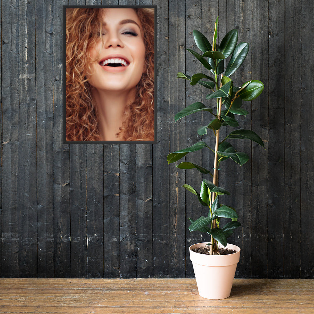 Framed Poster Wall Art Vertical: Priceless Smiles and Laughter (Print Model 0034)