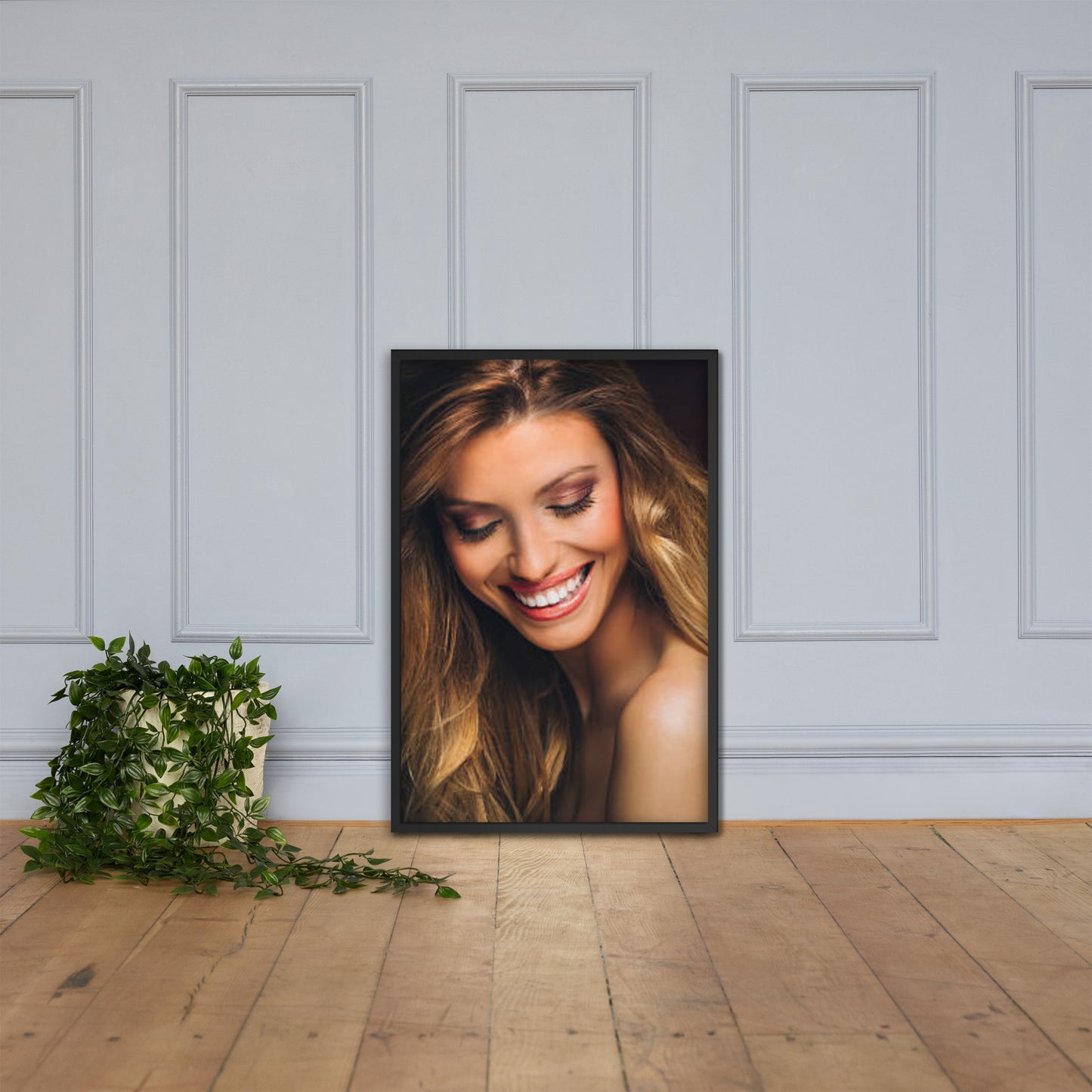 Framed Poster Wall Art Vertical: Priceless Smiles and Laughter (Print Model 0016)