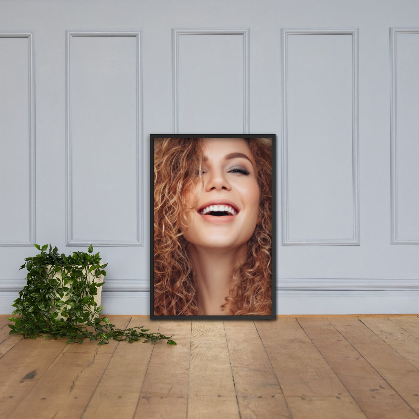 Framed Poster Wall Art Vertical: Priceless Smiles and Laughter (Print Model 0034)