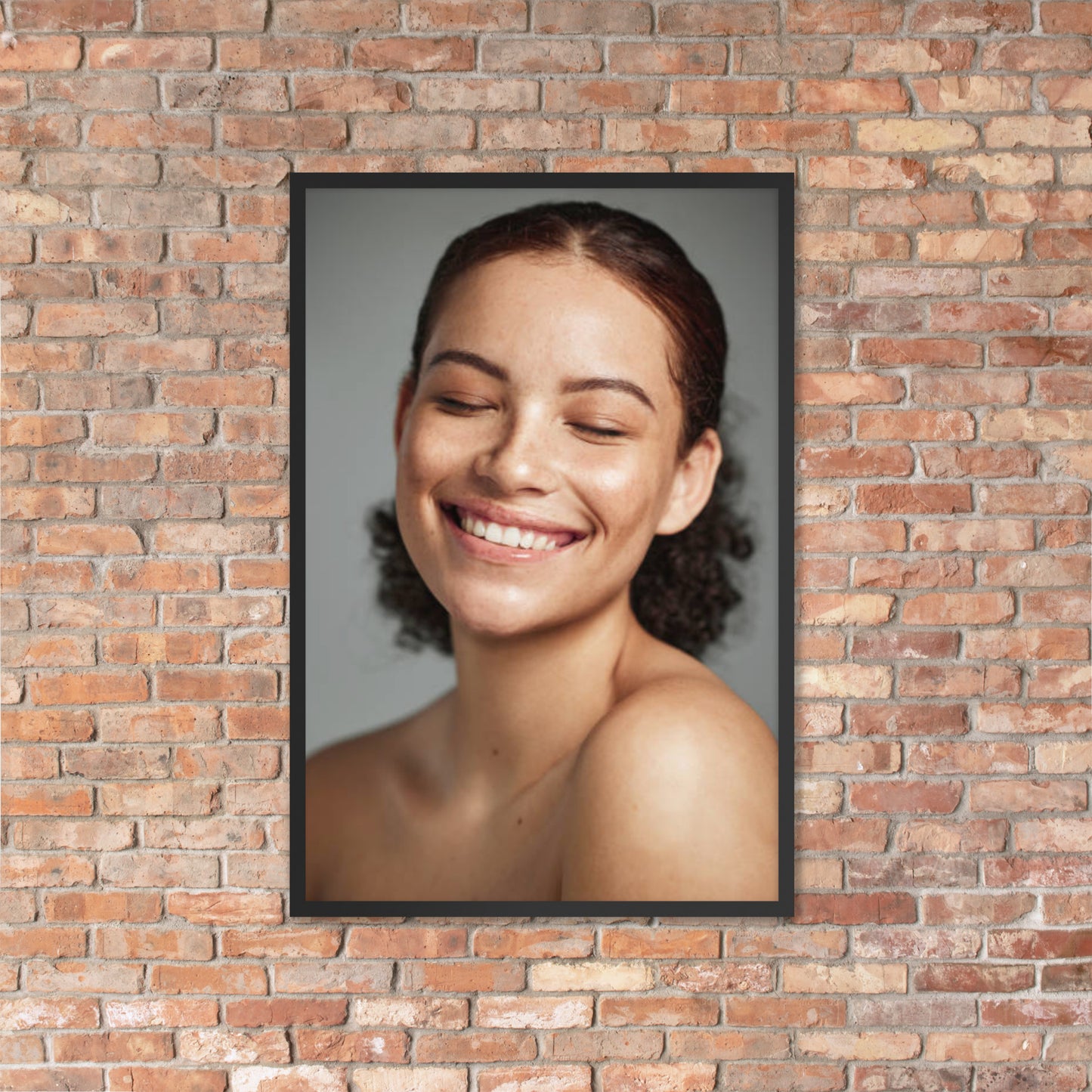 Framed Poster Wall Art Vertical: Priceless Smiles and Laughter (Print Model 002)