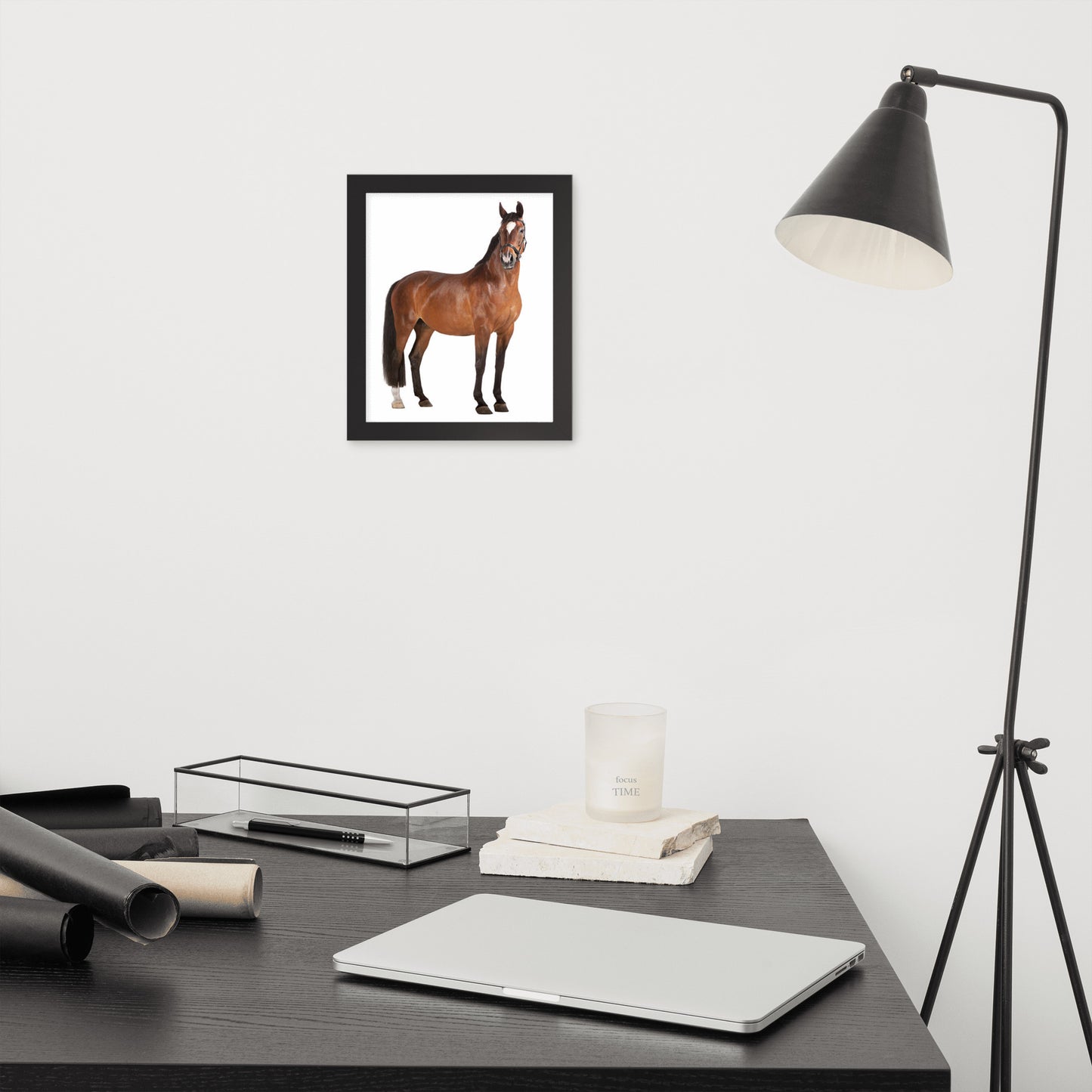 Framed Poster Horse Wall Art - Vertical Print (Glamourange 008 Model)