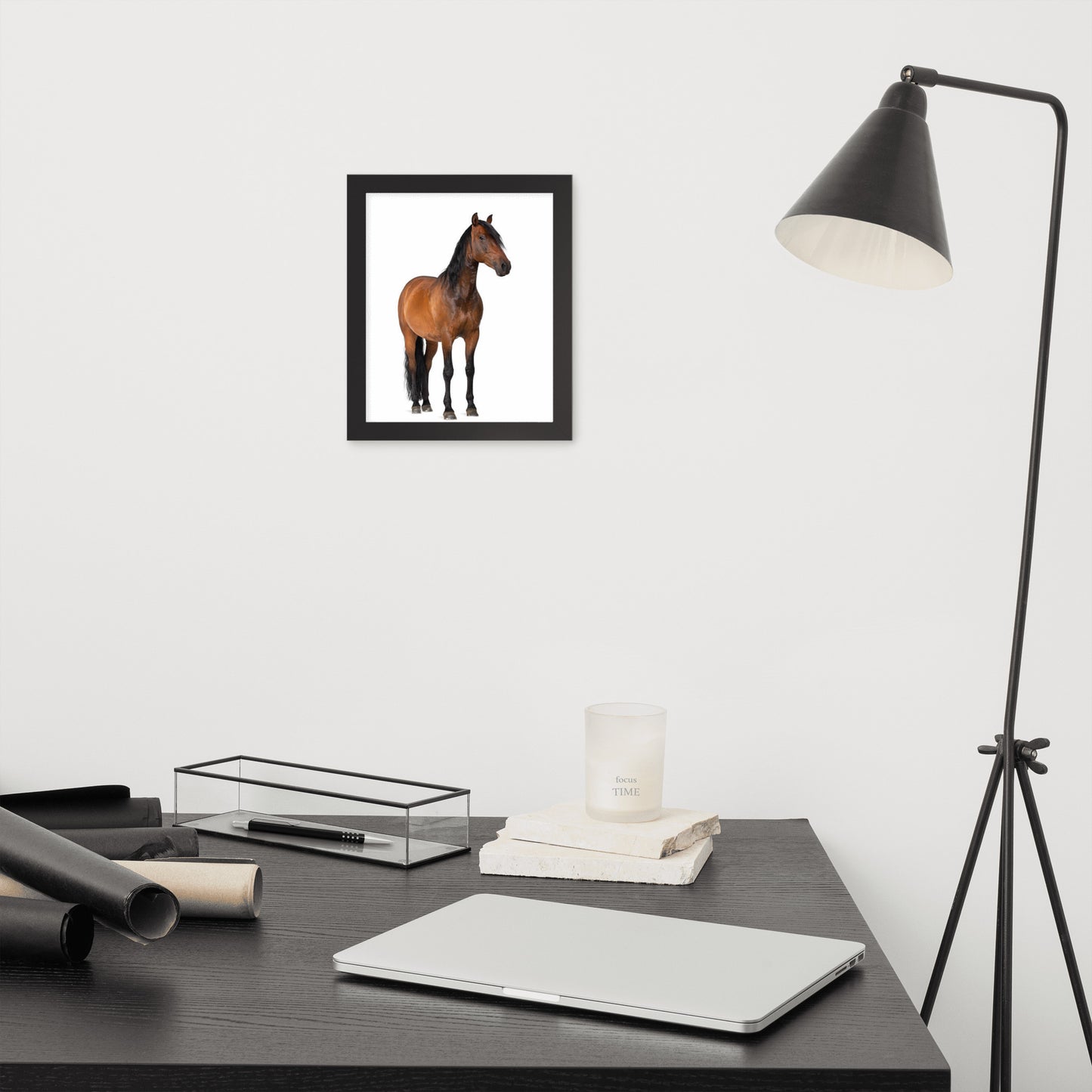 Framed Poster Horse Wall Art - Vertical Print (Glamourange 0024 Model)