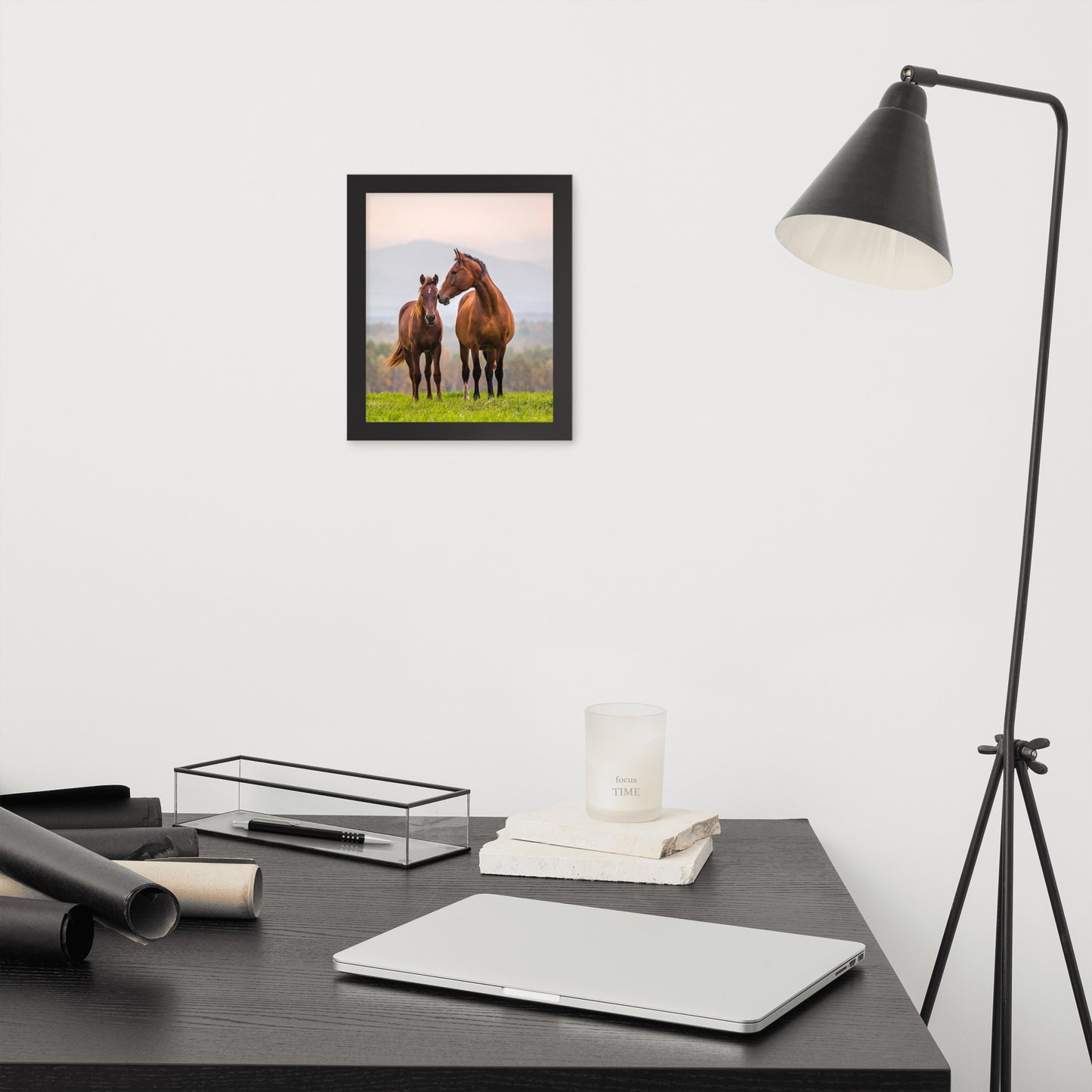 Framed Poster Horse Wall Art - Vertical Print (Glamourange 0027 Model)