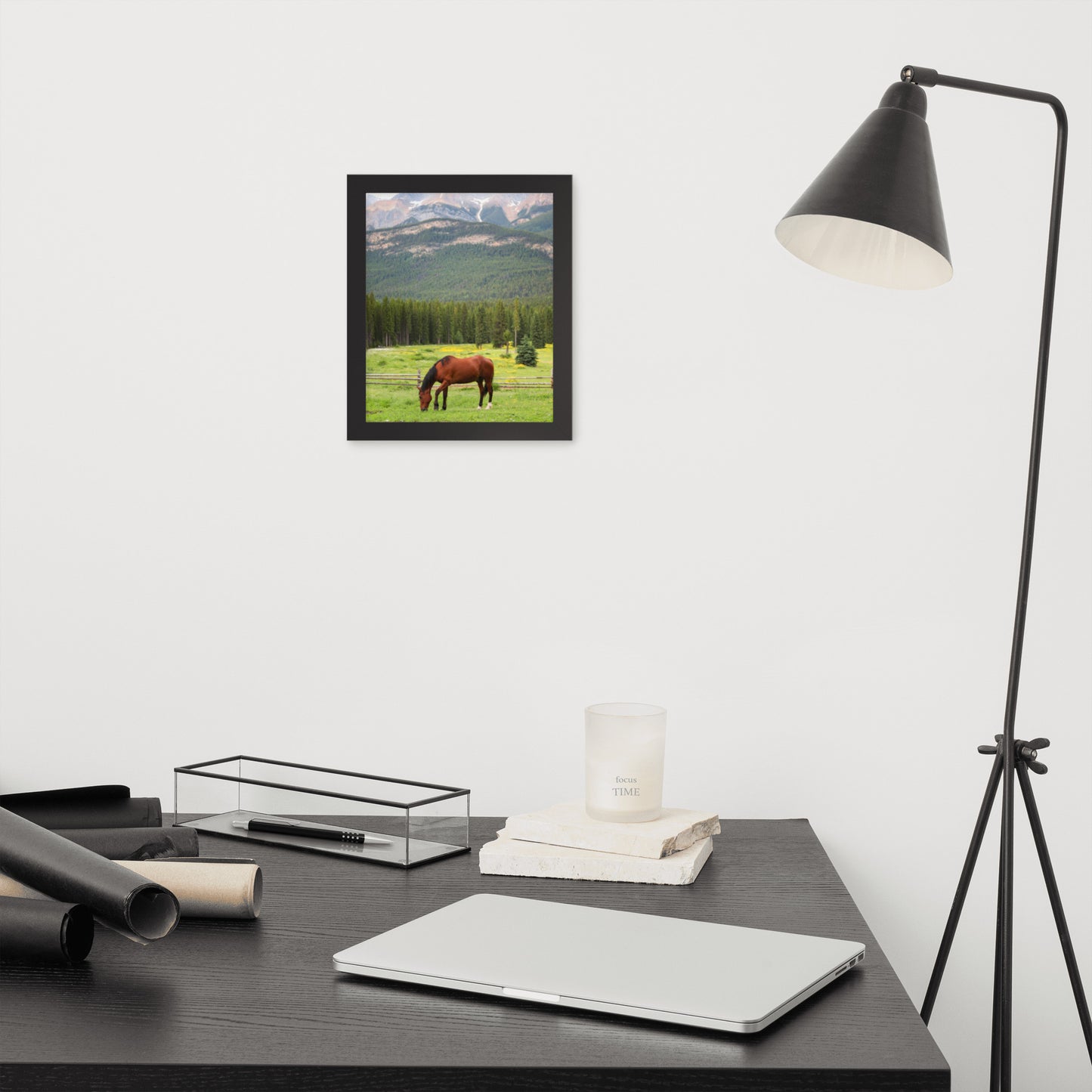 Framed Poster Horse Wall Art - Vertical Print (Glamourange 0030 Model)