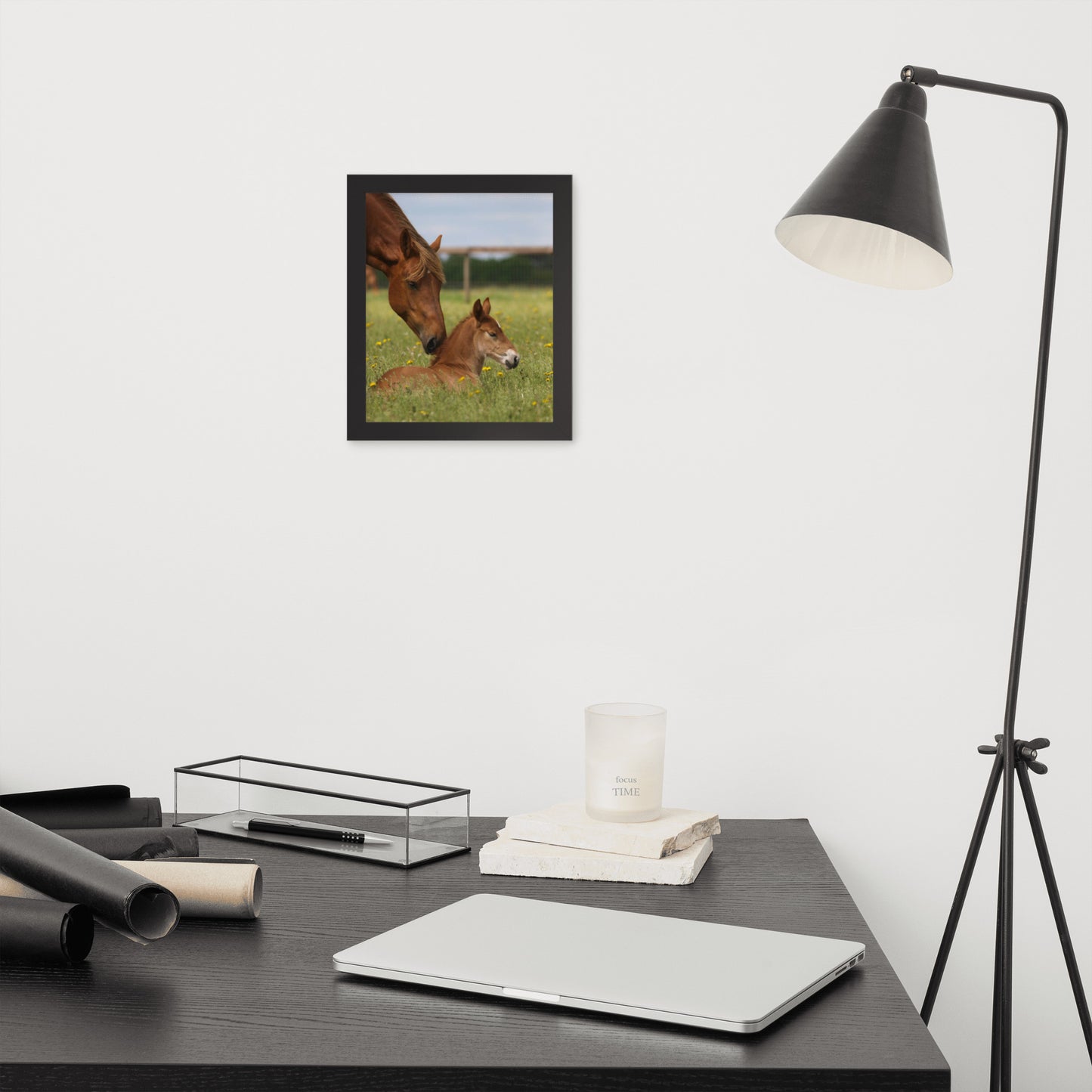 Framed Poster Horse Wall Art - Vertical Print (Glamourange 0032 Model)