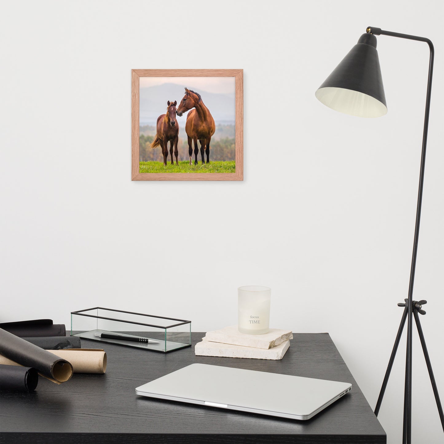 Framed Poster Horse Wall Art - Vertical Print (Glamourange 0027 Model)