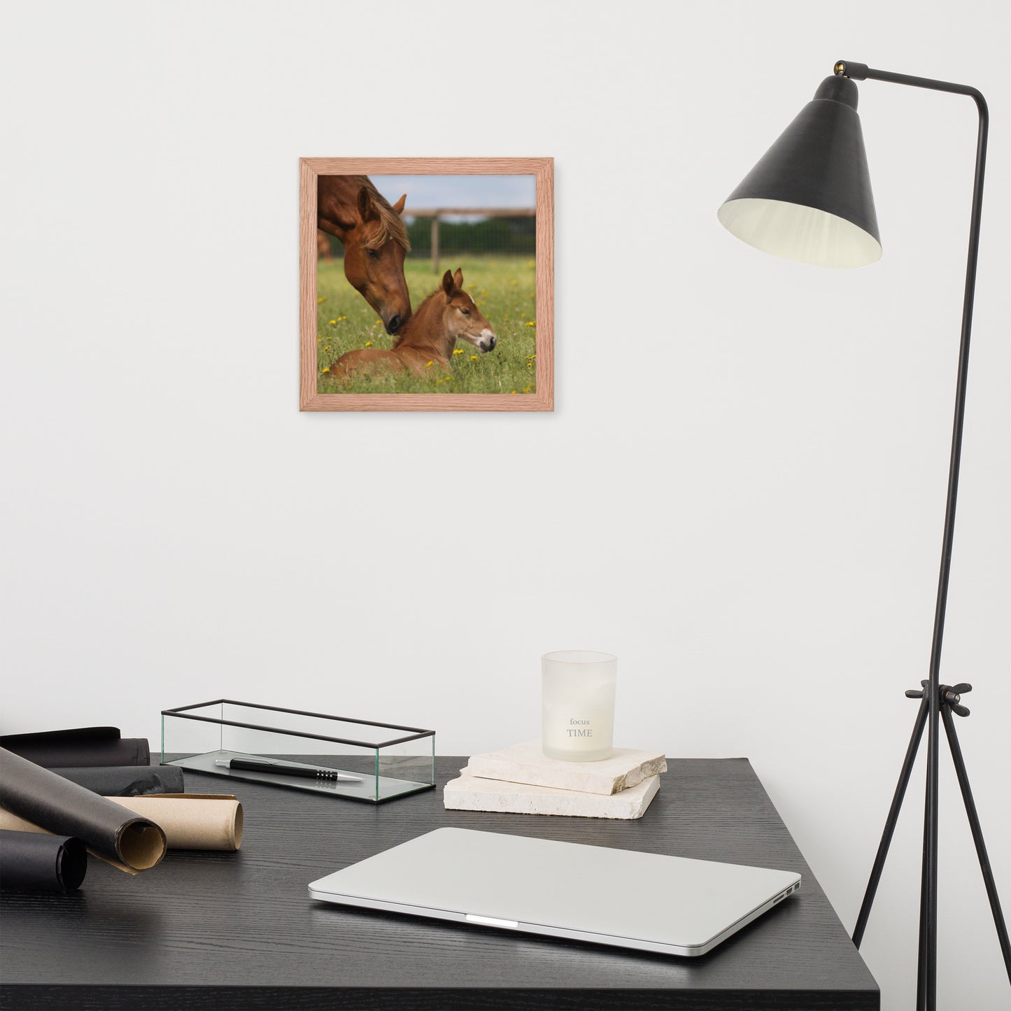 Framed Poster Horse Wall Art - Vertical Print (Glamourange 0032 Model)