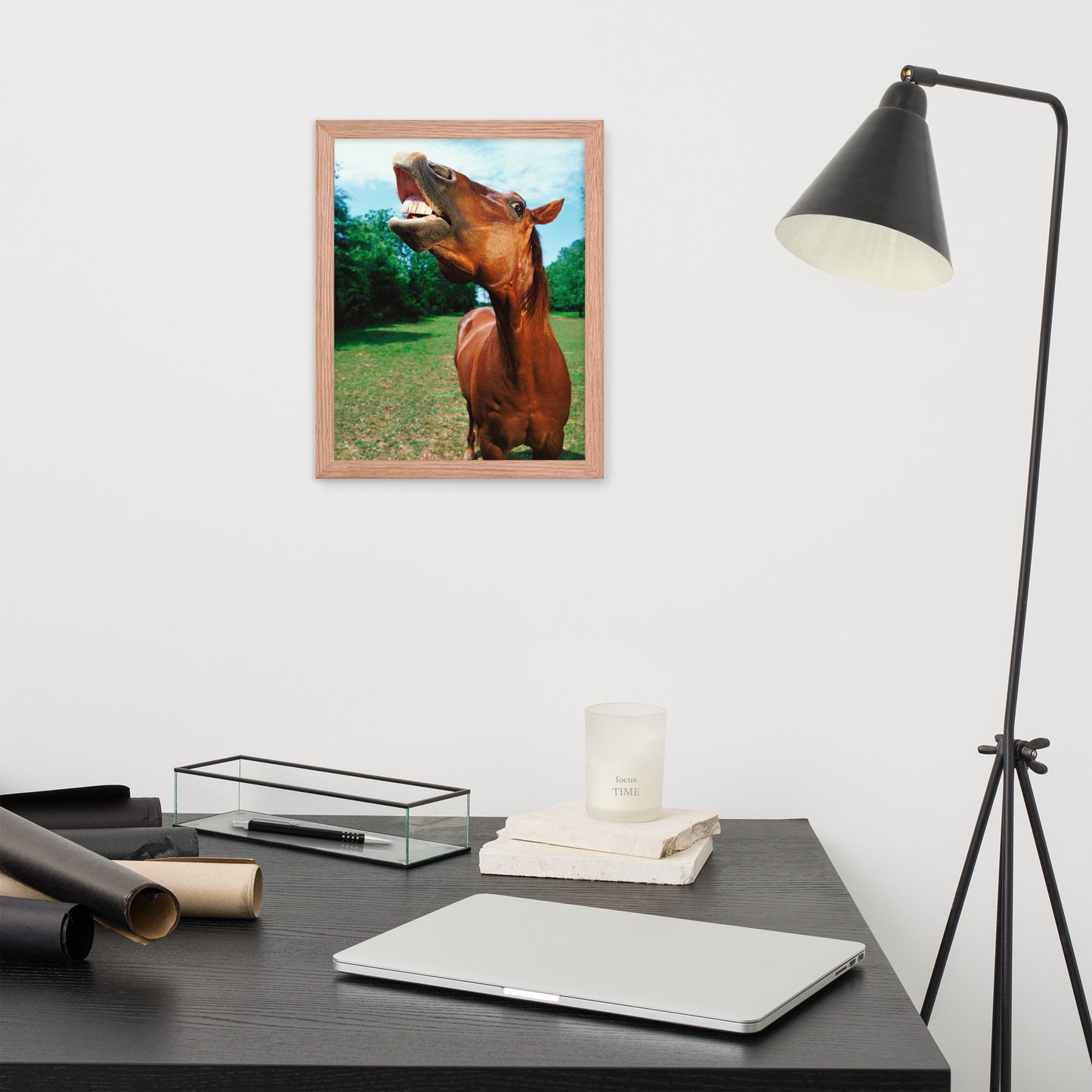 Framed Poster Horse Wall Art - Vertical Print (Glamourange 002 Model)