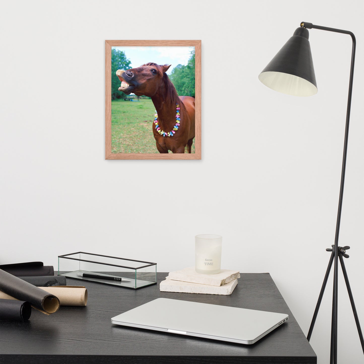 Framed Poster Horse Wall Art - Vertical Print (Glamourange 004 Model)