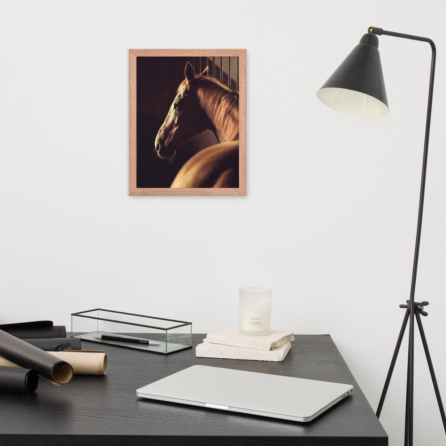 Framed Poster Horse Wall Art - Vertical Print (Glamourange 0010 Model)