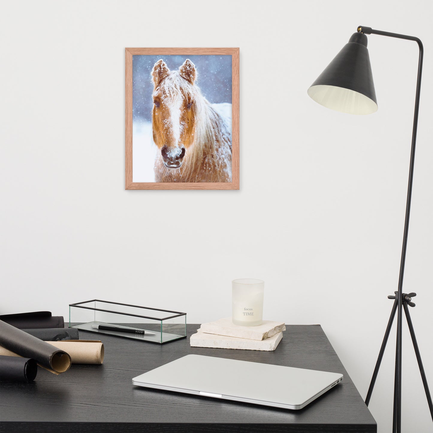 Framed Poster Horse Wall Art - Vertical Print (Glamourange 0013 Model)