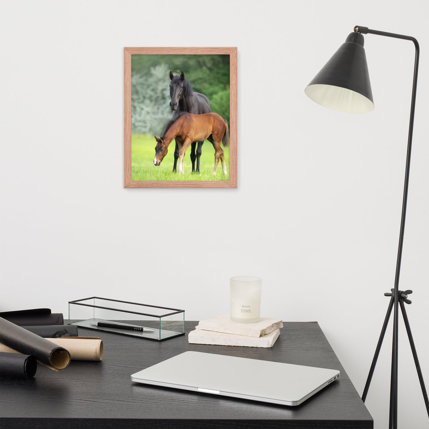 Framed Poster Horse Wall Art - Vertical Print (Glamourange 0021 Model)