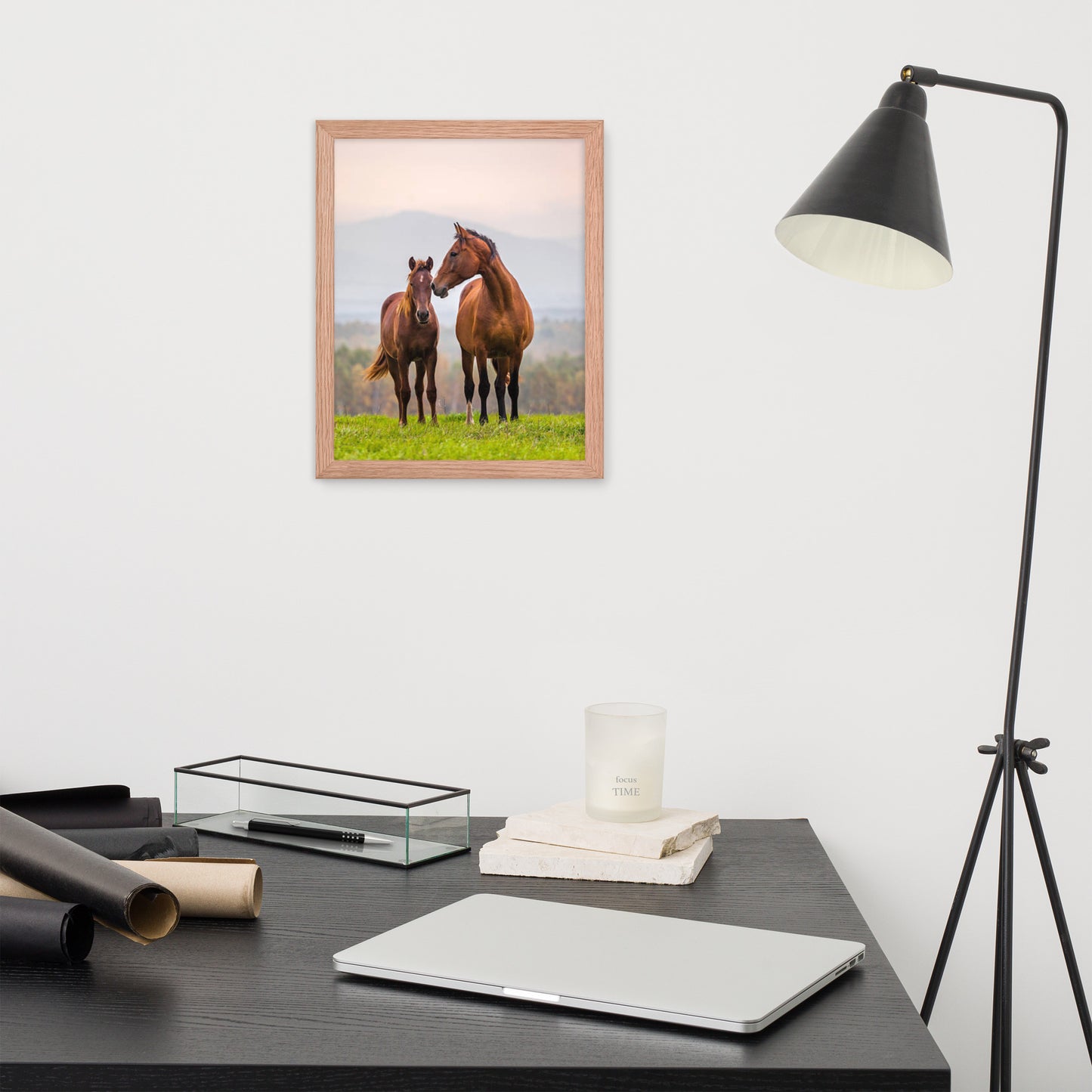 Framed Poster Horse Wall Art - Vertical Print (Glamourange 0027 Model)