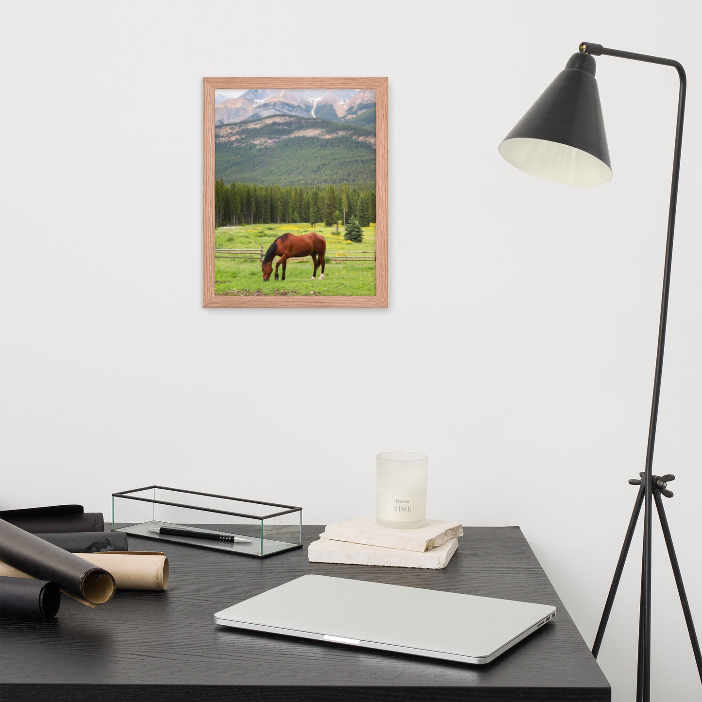 Framed Poster Horse Wall Art - Vertical Print (Glamourange 0030 Model)