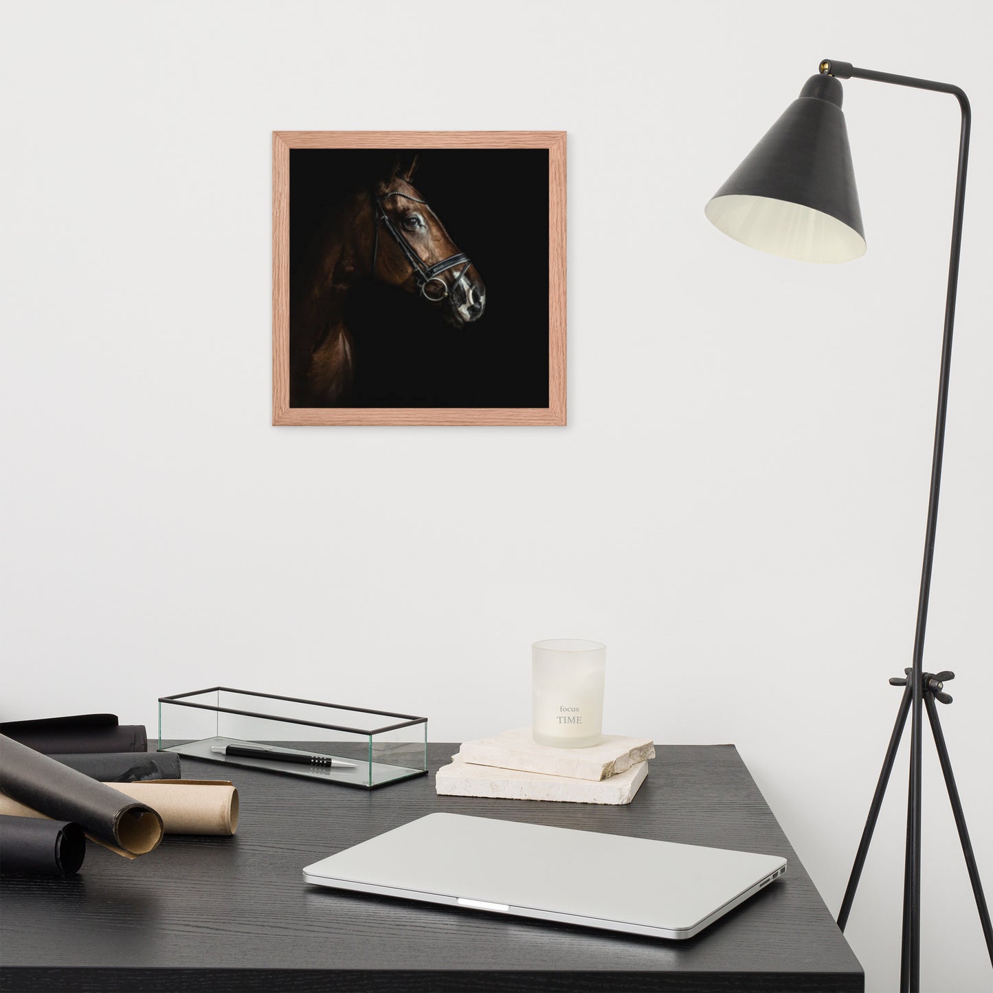 Framed Poster Horse Wall Art - Vertical Print (Glamourange 005 Model)