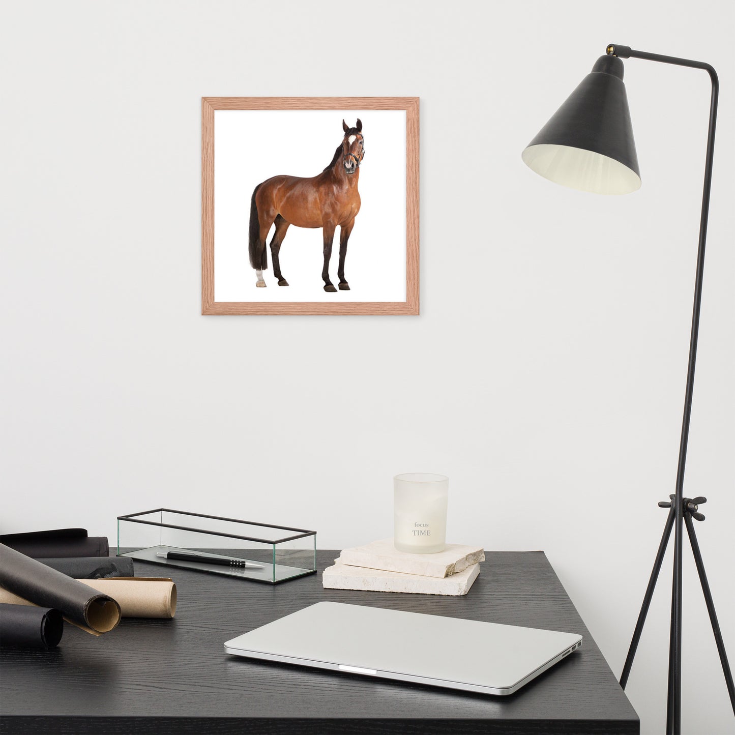 Framed Poster Horse Wall Art - Vertical Print (Glamourange 008 Model)