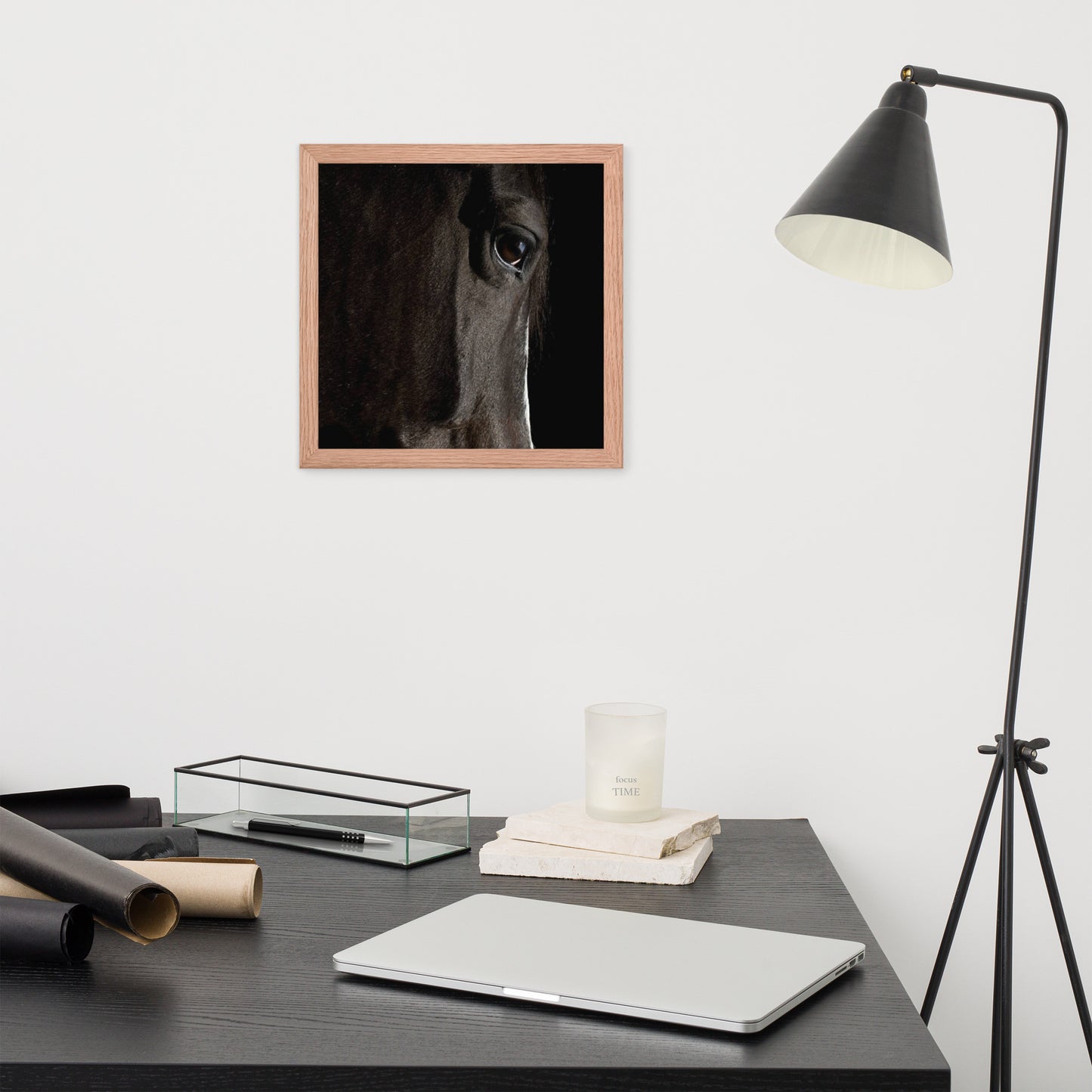 Framed Poster Horse Wall Art - Vertical Print (Glamourange 0015 Model)