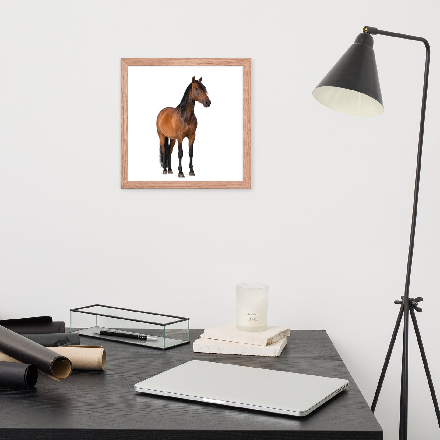 Framed Poster Horse Wall Art - Vertical Print (Glamourange 0024 Model)