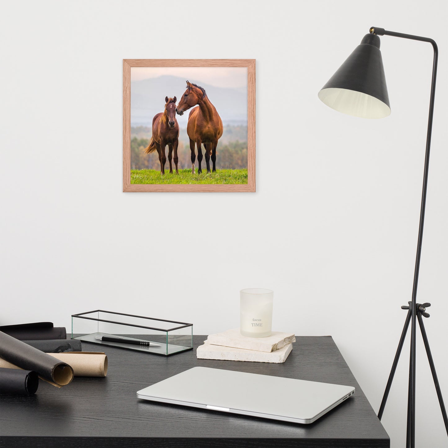 Framed Poster Horse Wall Art - Vertical Print (Glamourange 0027 Model)