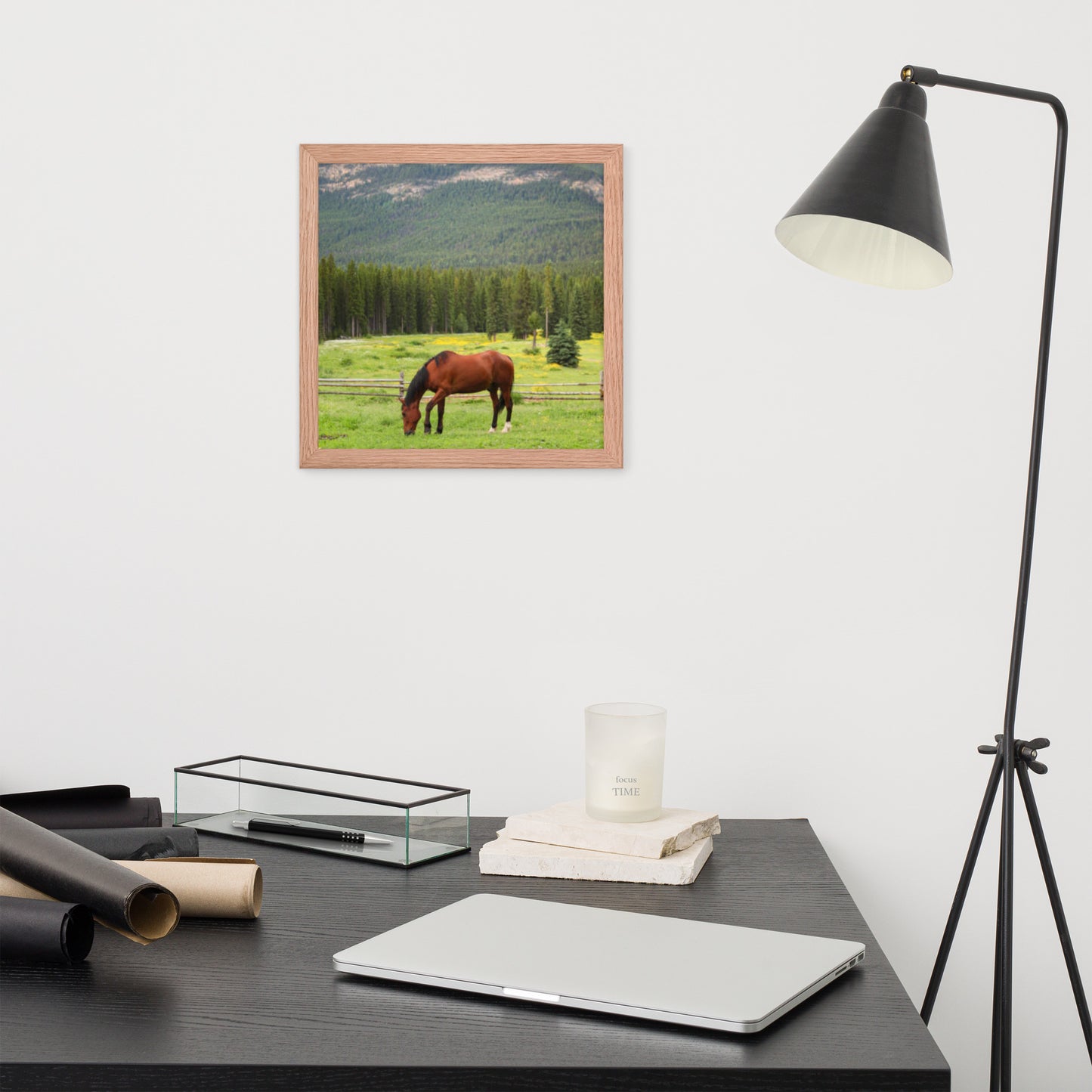 Framed Poster Horse Wall Art - Vertical Print (Glamourange 0030 Model)