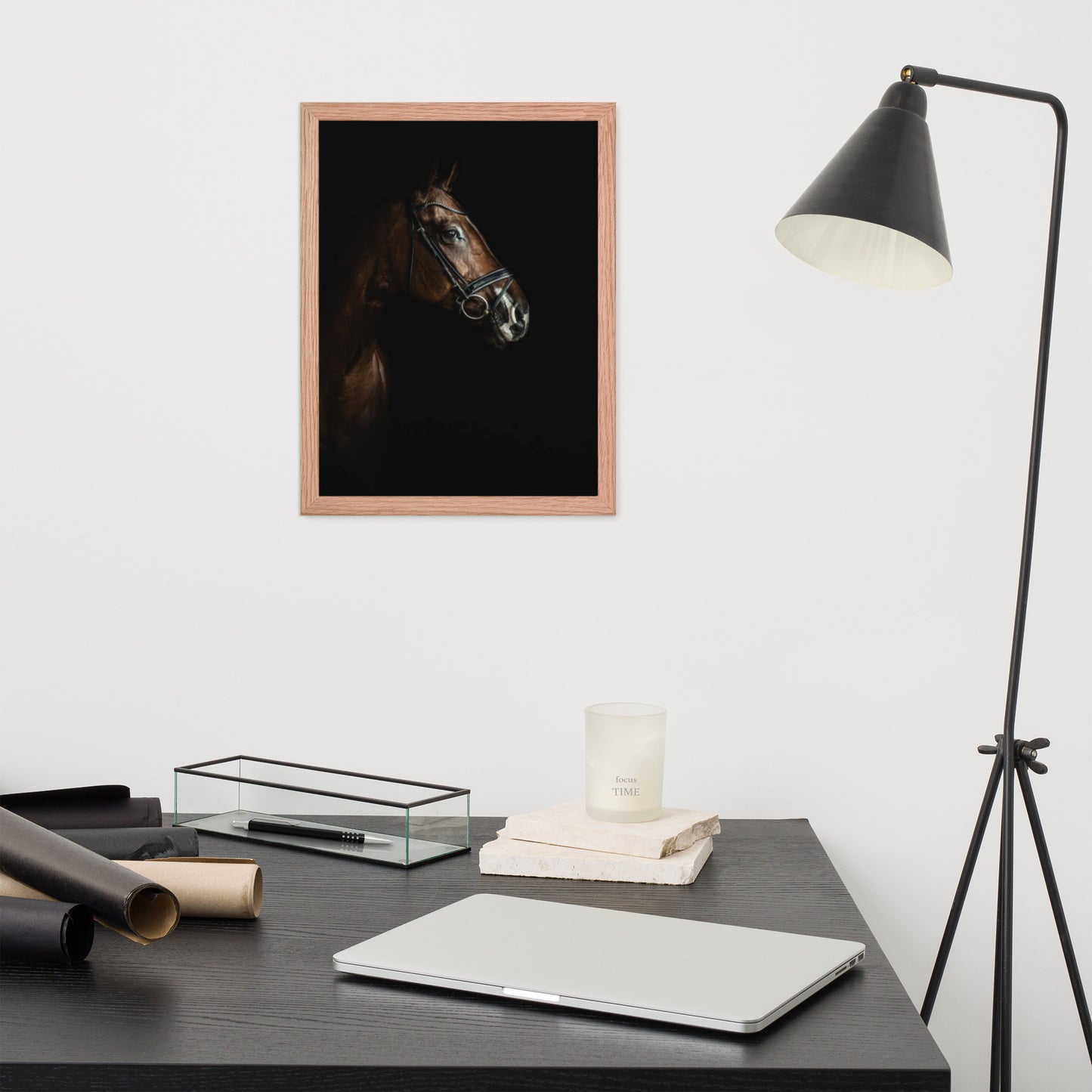 Framed Poster Horse Wall Art - Vertical Print (Glamourange 005 Model)