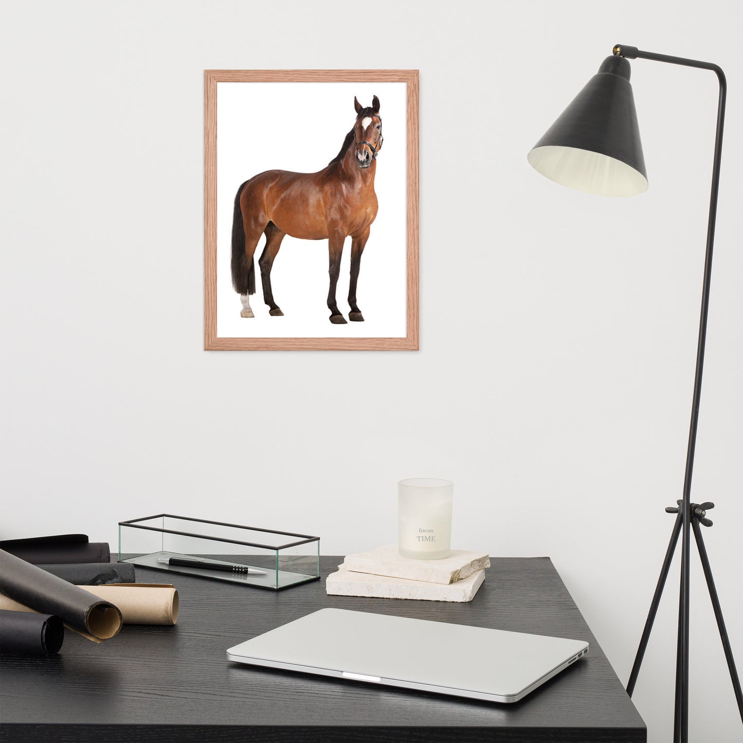 Framed Poster Horse Wall Art - Vertical Print (Glamourange 008 Model)