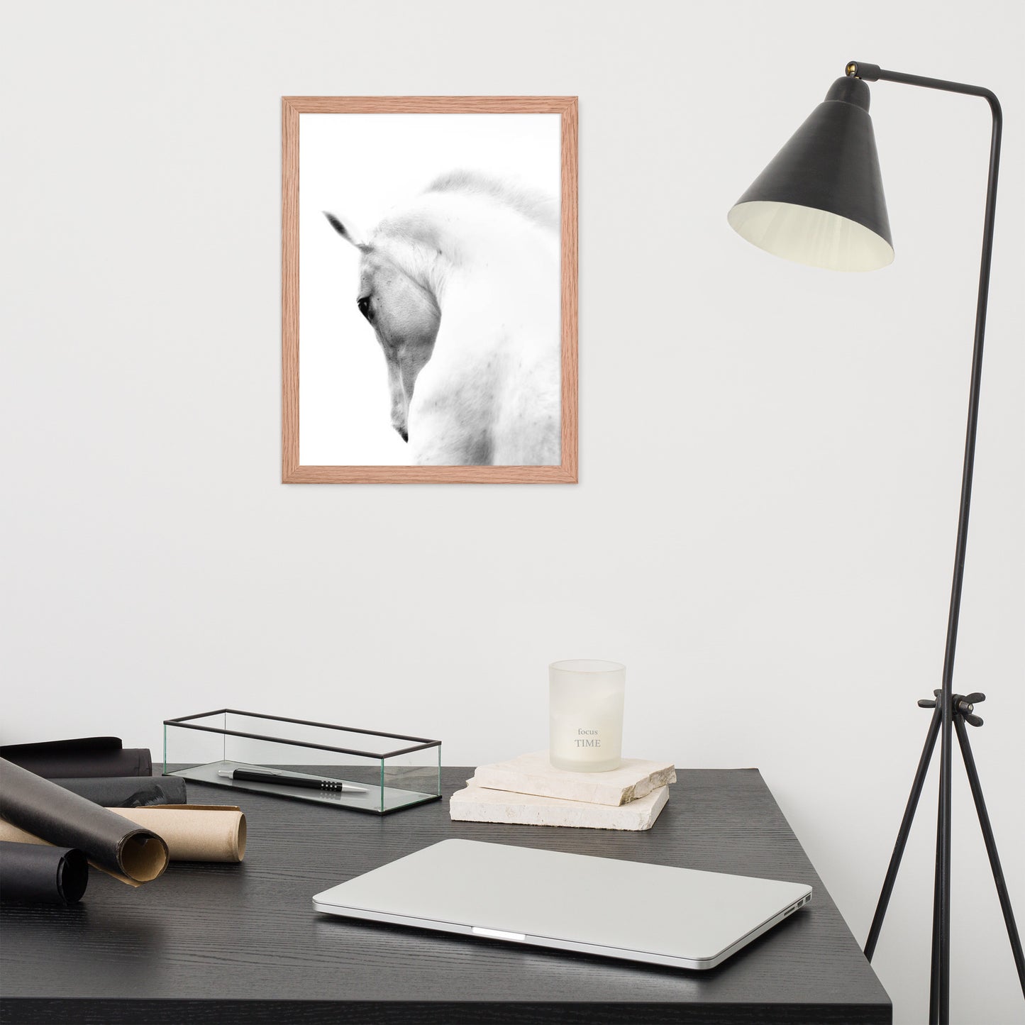 Framed Poster Horse Wall Art - Vertical Print (Glamourange 0014 Model)