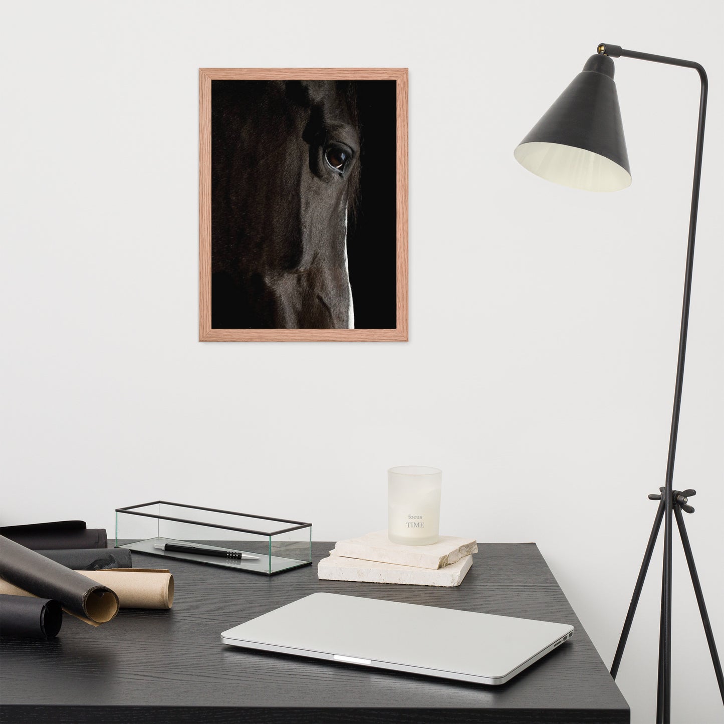 Framed Poster Horse Wall Art - Vertical Print (Glamourange 0015 Model)