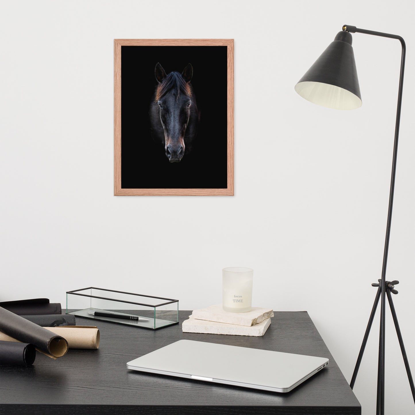 Framed Poster Horse Wall Art - Vertical Print (Glamourange 0019 Model)