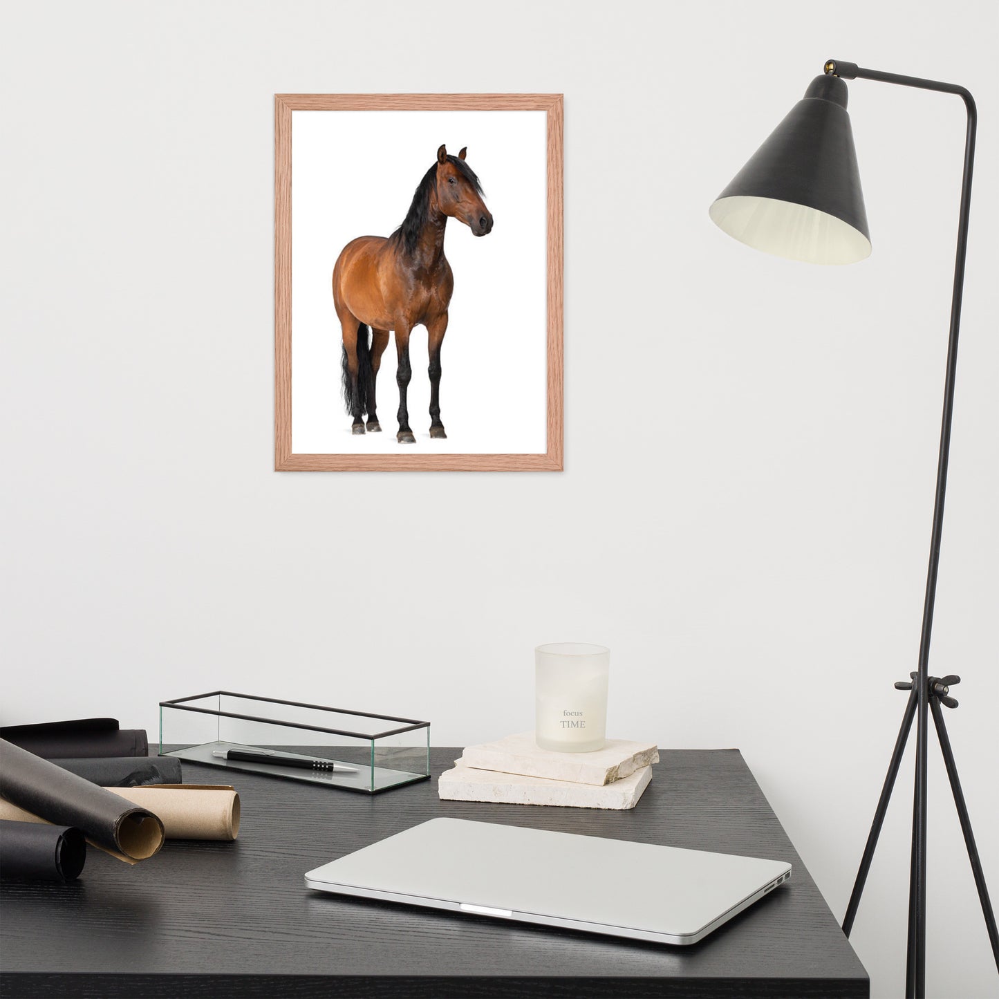 Framed Poster Horse Wall Art - Vertical Print (Glamourange 0024 Model)