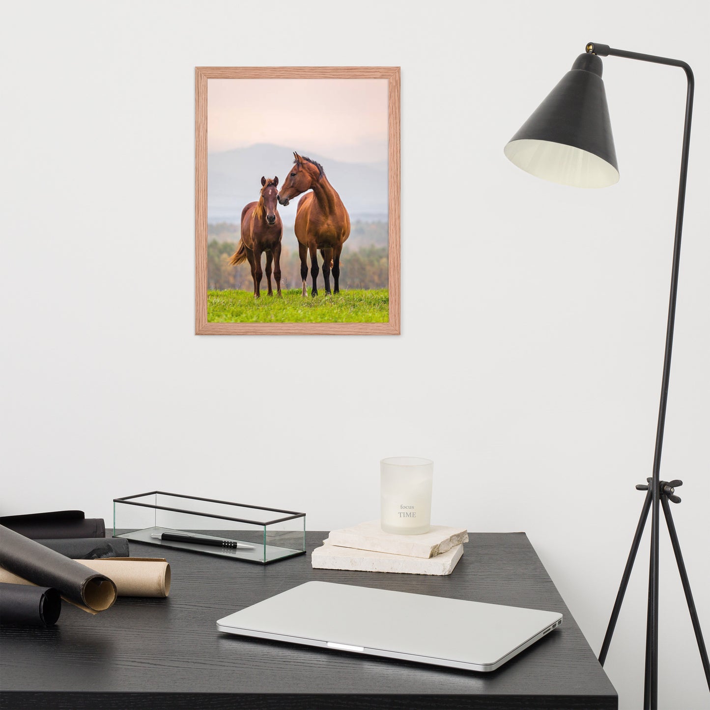 Framed Poster Horse Wall Art - Vertical Print (Glamourange 0027 Model)