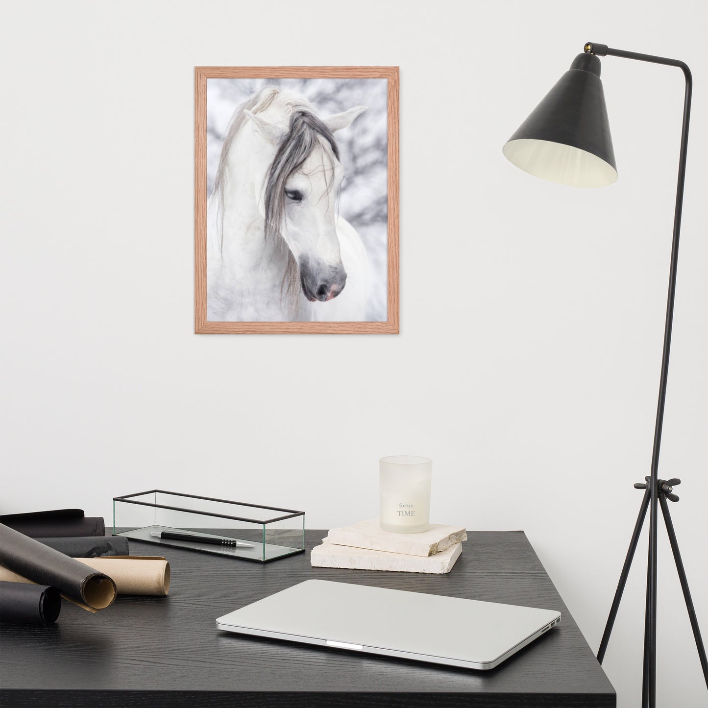 Framed Poster Horse Wall Art - Vertical Print (Glamourange 0036 Model)