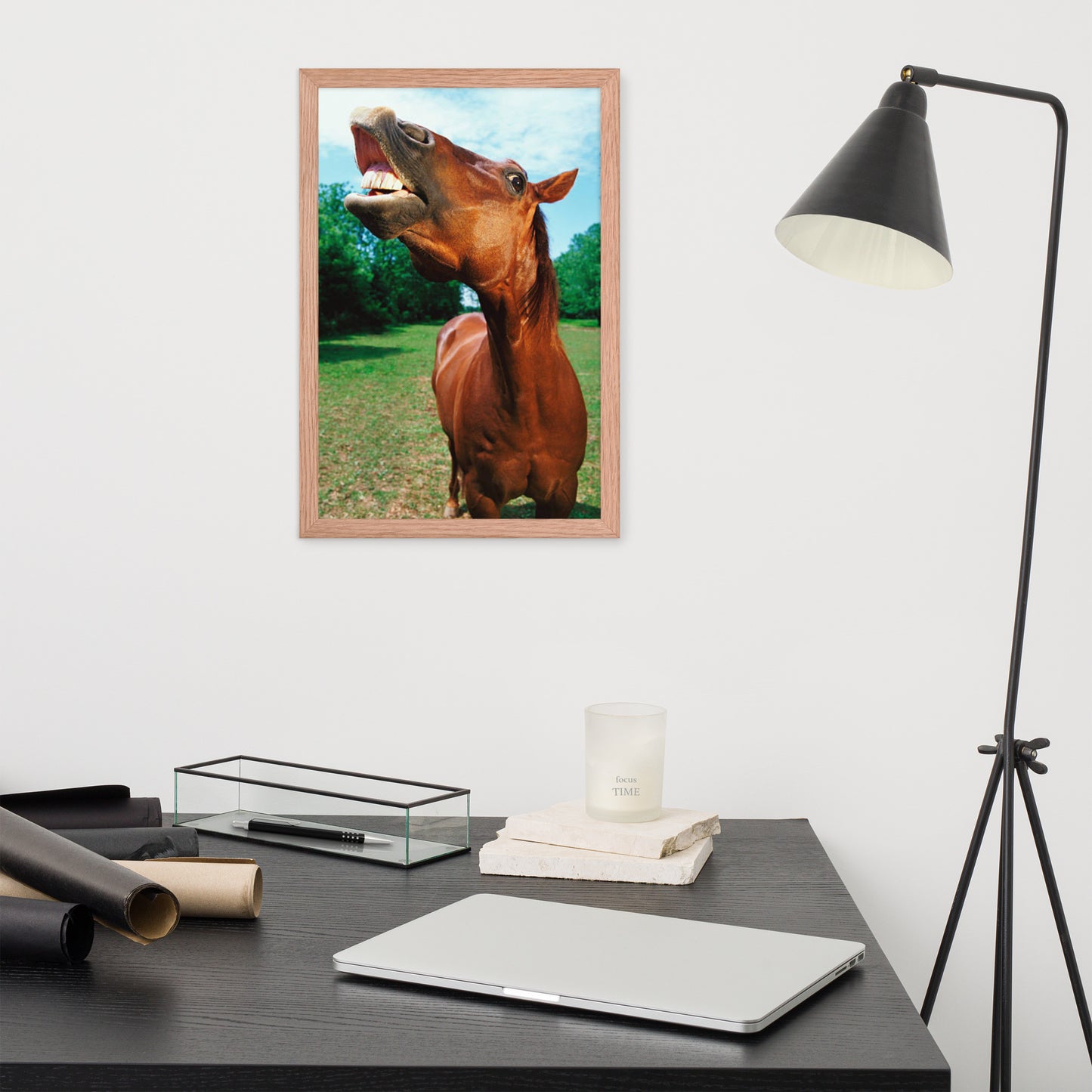 Framed Poster Horse Wall Art - Vertical Print (Glamourange 002 Model)