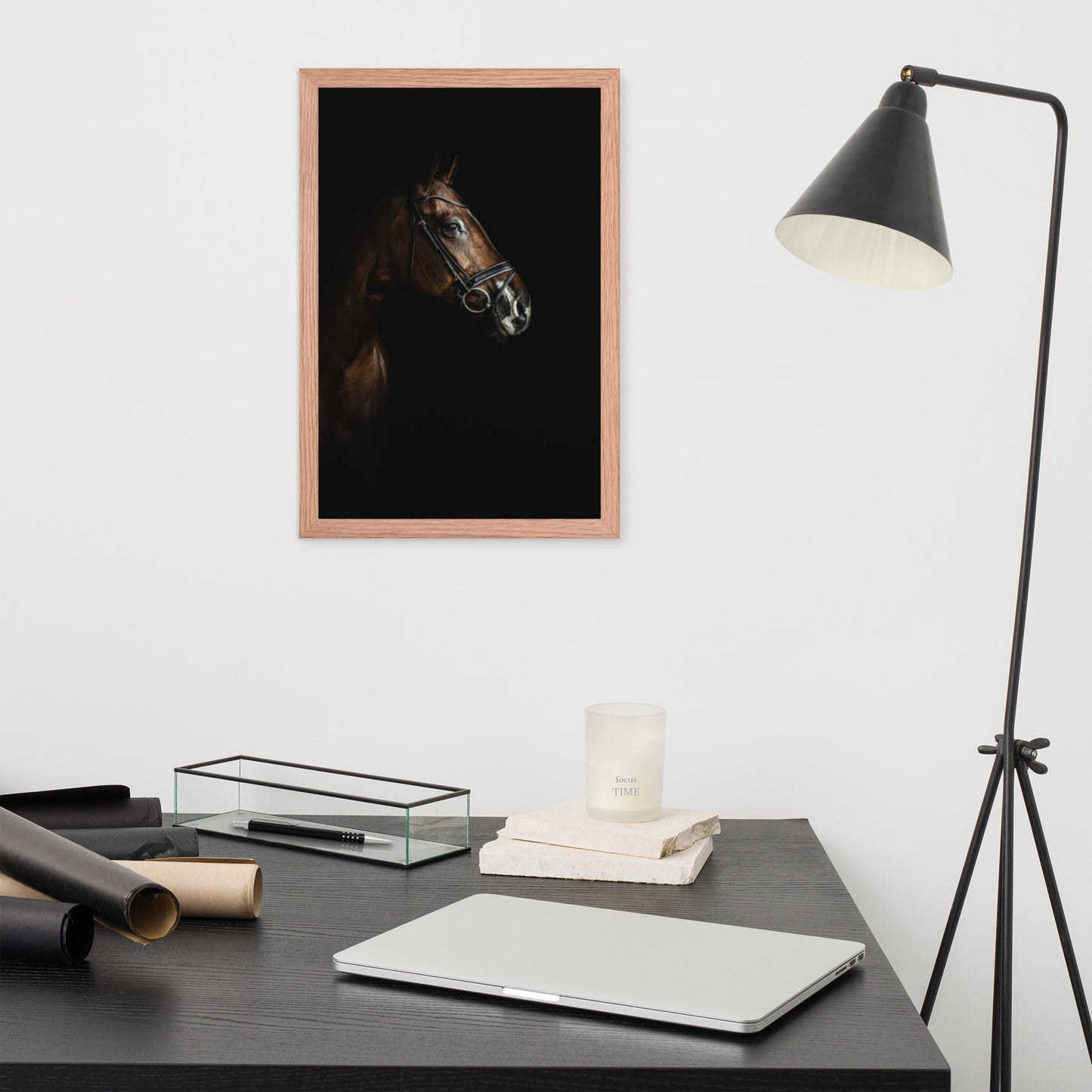 Framed Poster Horse Wall Art - Vertical Print (Glamourange 005 Model)