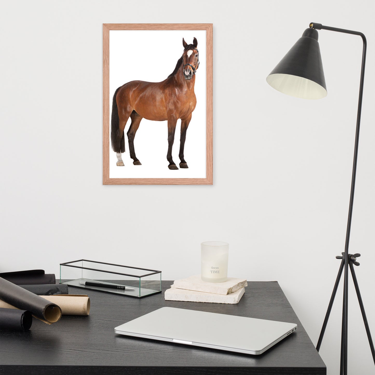 Framed Poster Horse Wall Art - Vertical Print (Glamourange 008 Model)