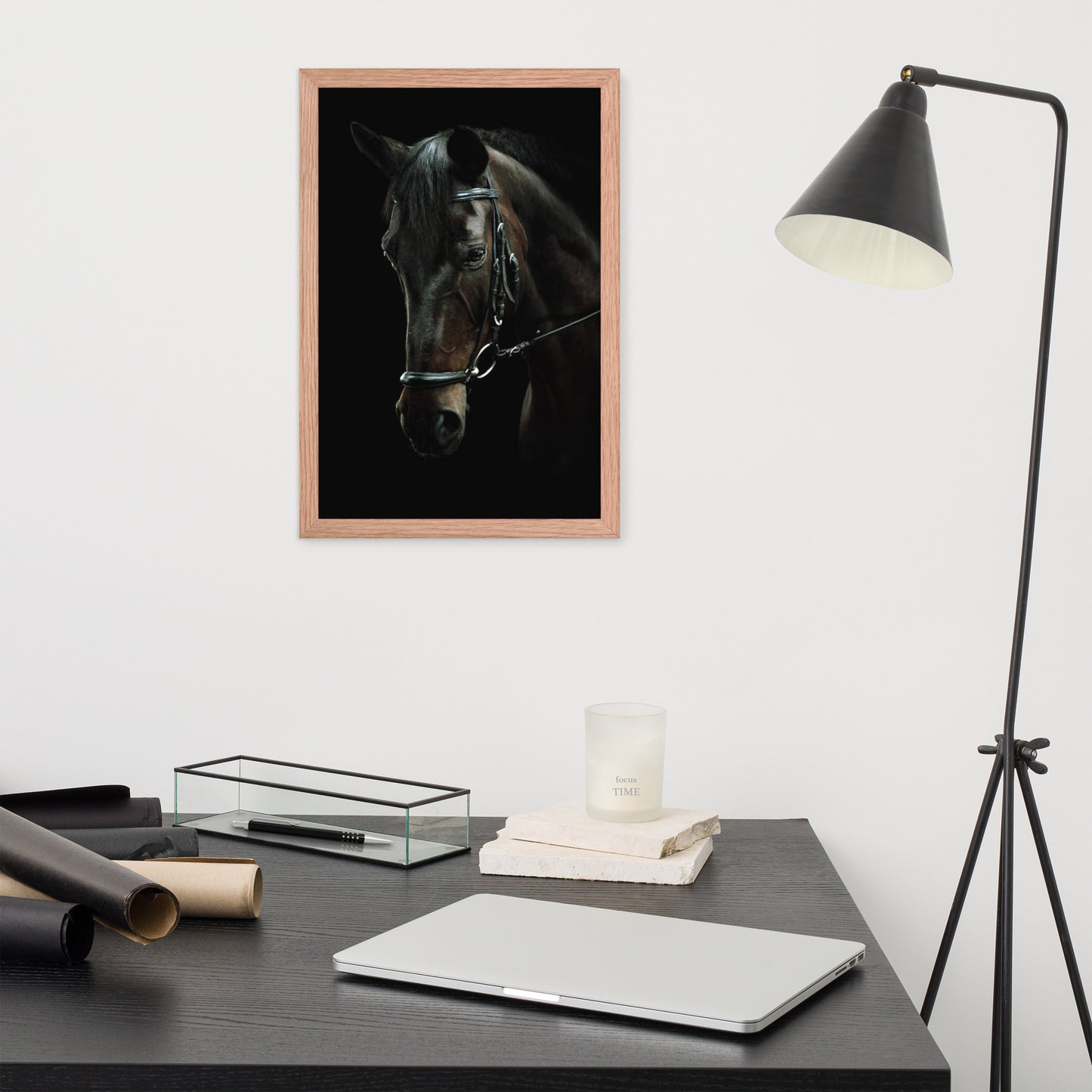 Framed Poster Horse Wall Art - Vertical Print (Glamourange 0012 Model)