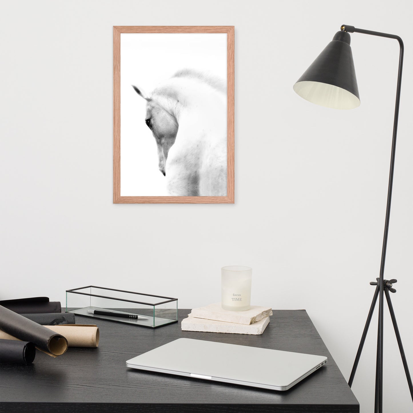 Framed Poster Horse Wall Art - Vertical Print (Glamourange 0014 Model)