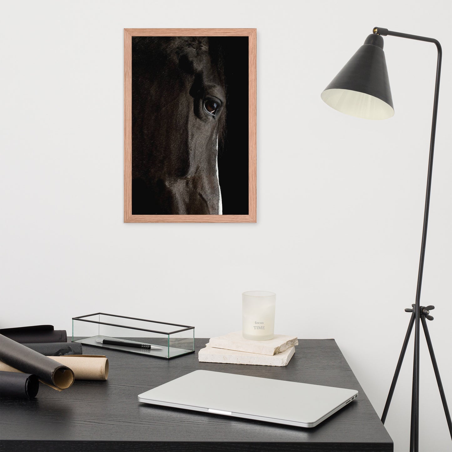 Framed Poster Horse Wall Art - Vertical Print (Glamourange 0015 Model)