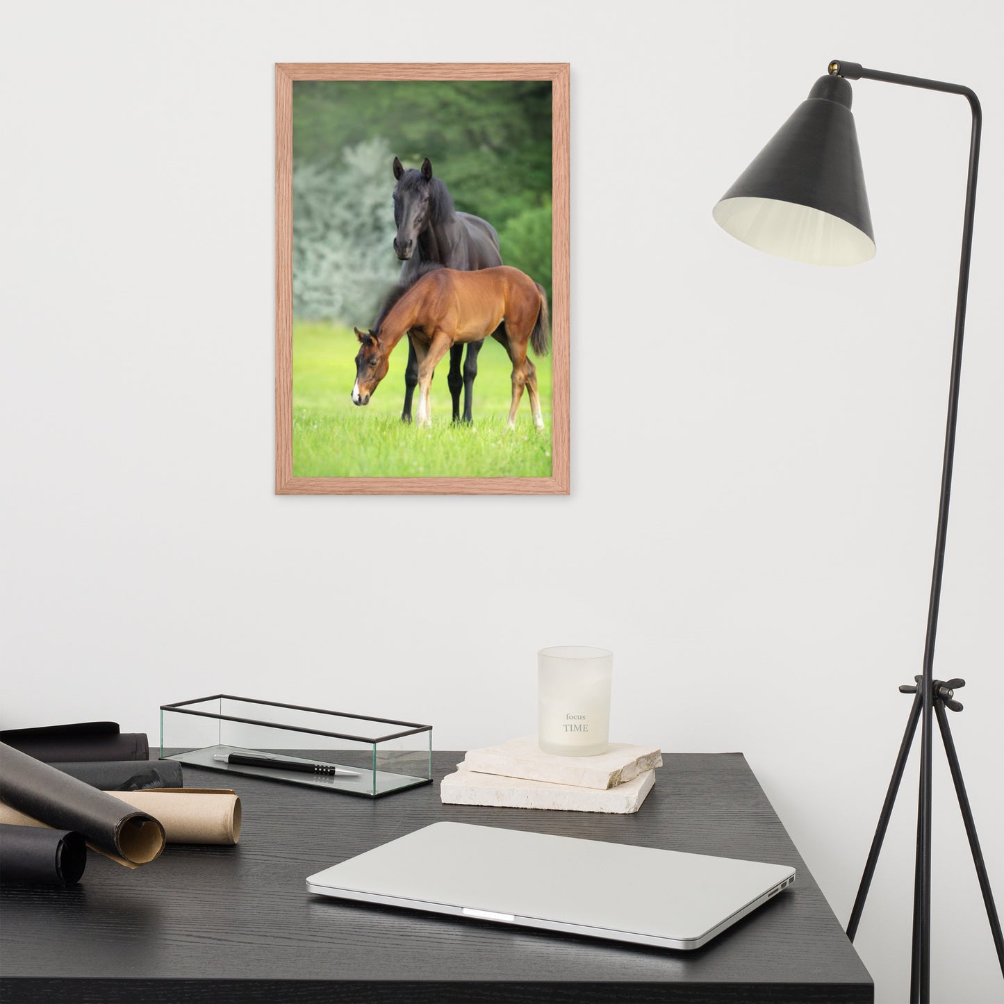 Framed Poster Horse Wall Art - Vertical Print (Glamourange 0021 Model)